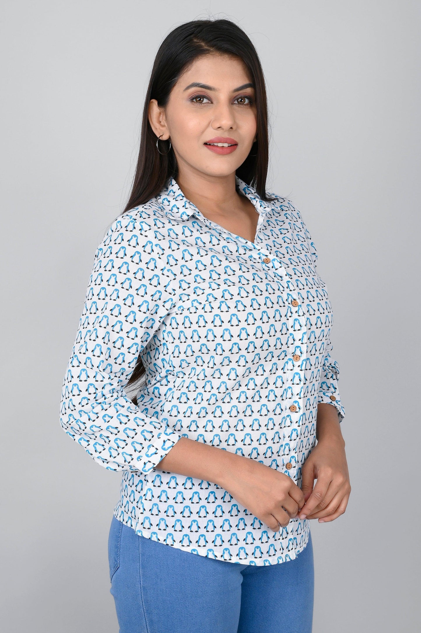 Women's Ethnic Penguin Printed Shirts
