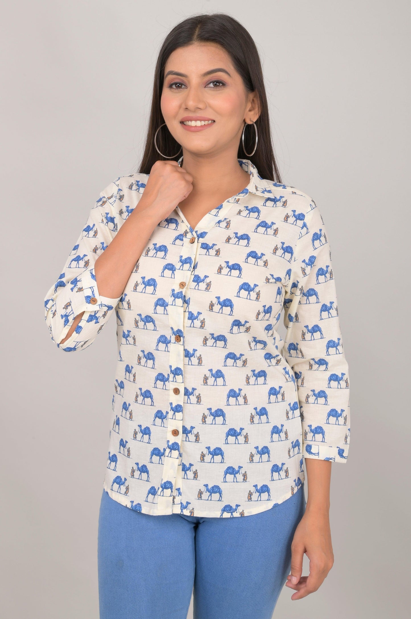 Women's Ethnic Camel Printed Shirts