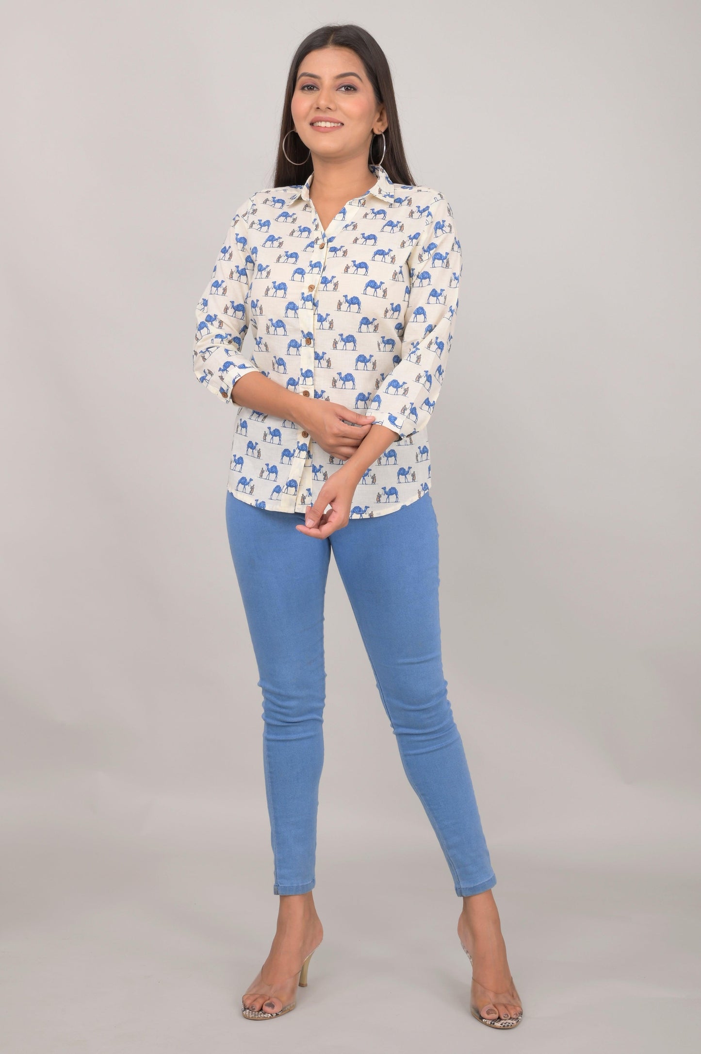 Women's Ethnic Camel Printed Shirts