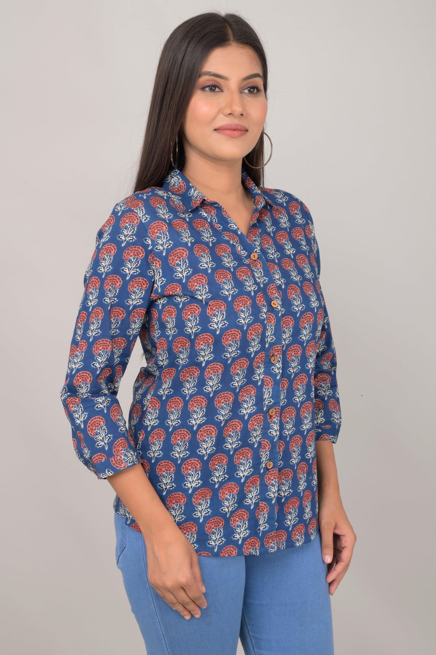 Women's Ethnic Buti Printed Shirts