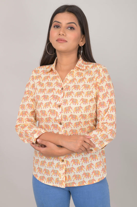 Women's Ethnic Elephant Printed Shirts
