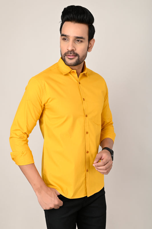 Men's Mustard Solid Full Sleeve shirts