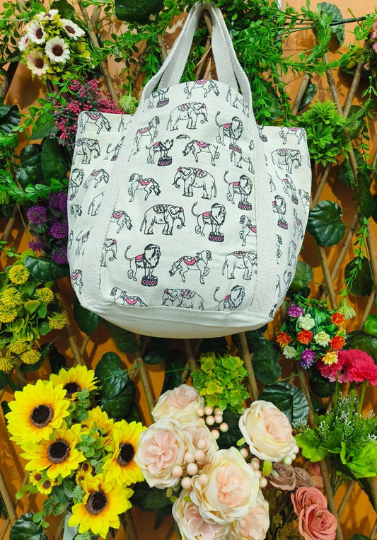 Ethnic Lion Prints Canvas Fabric Bag