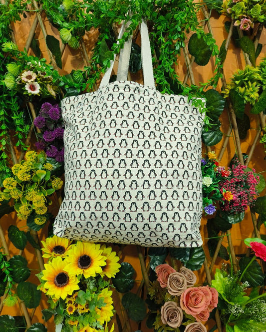 Ethnic Penguin Prints Canvas Fabric Bag