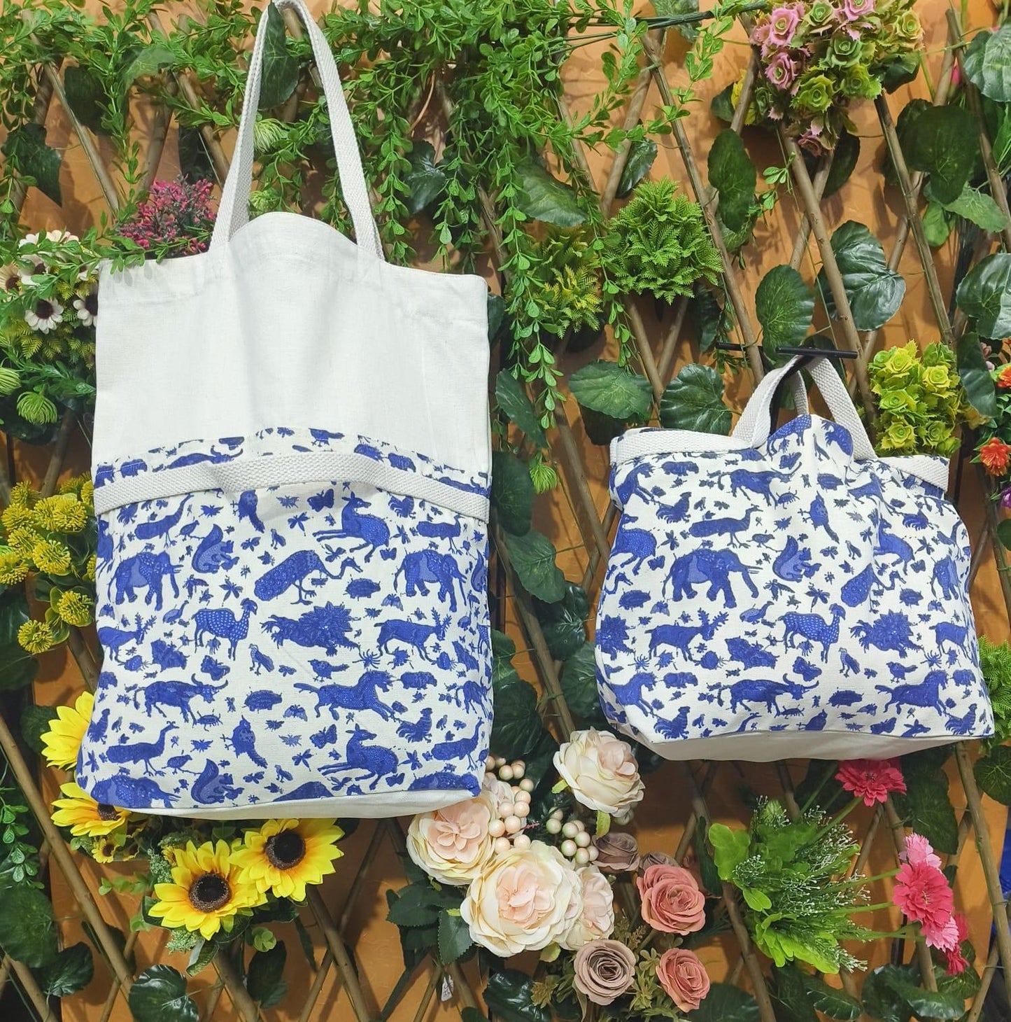 Ethnic Elephant Prints Canvas Fabric Bag