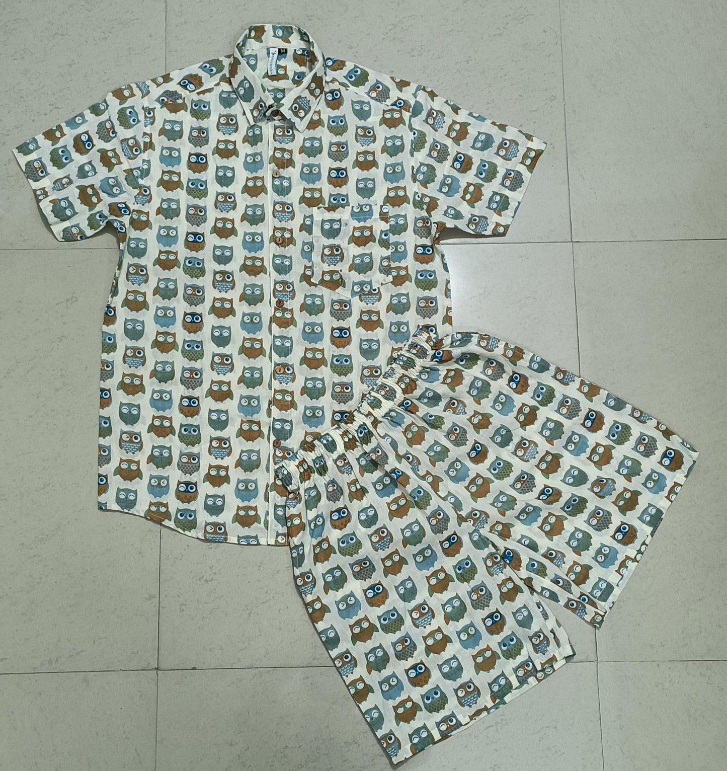 Men Printed Owl Co-ord Set