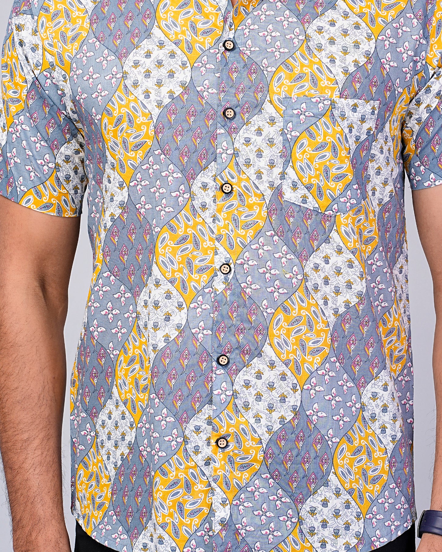 Men's Multi Color Floral Printed Half-Sleeves shirts