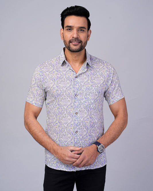 Men's Ethnic Floral Printed Half-Sleeves shirts