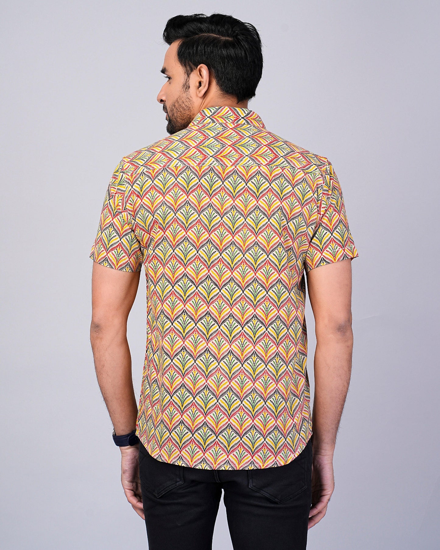 Men's Floral Multi Color Printed Half-Sleeves shirts