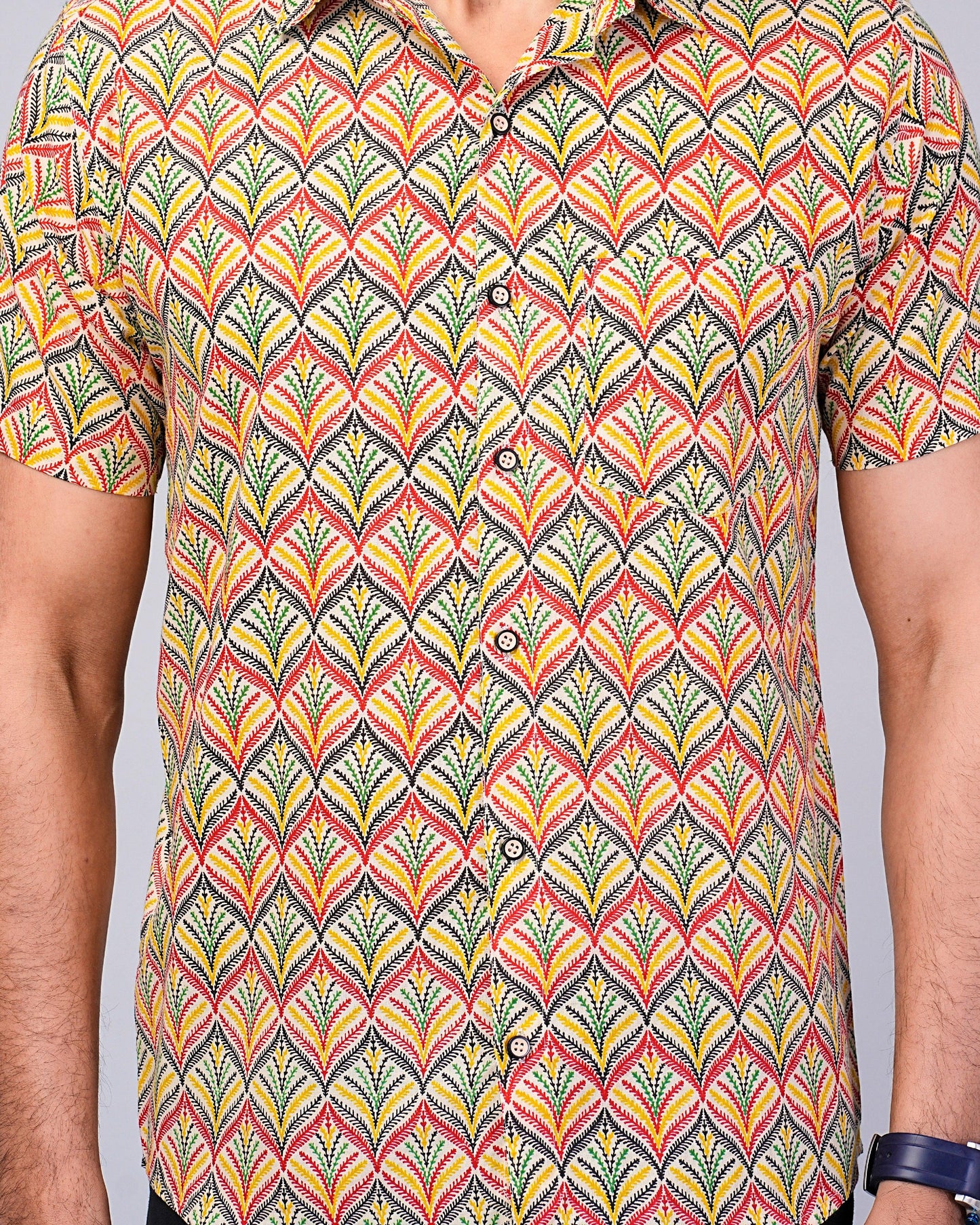 Men's Floral Multi Color Printed Half-Sleeves shirts