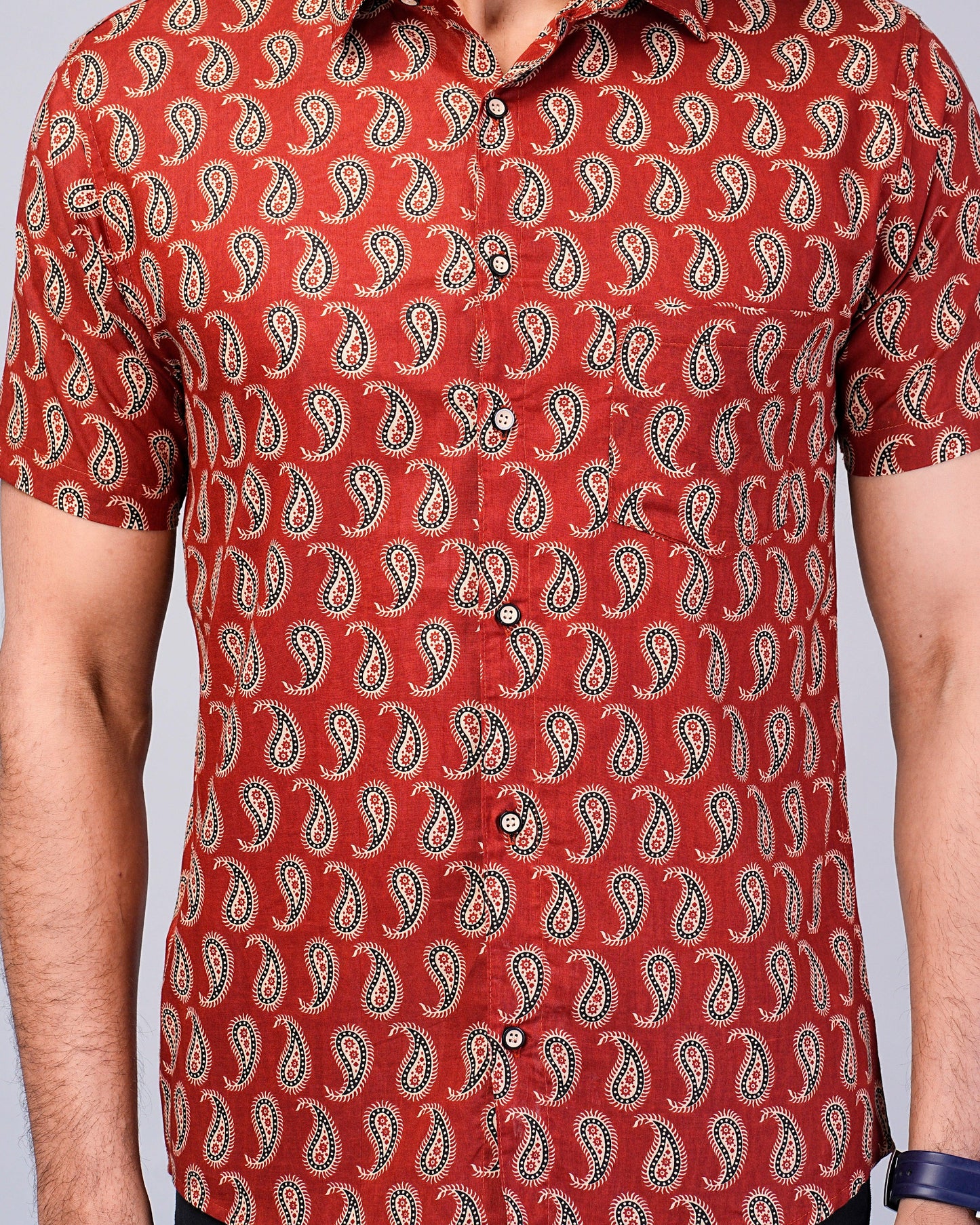 Men's Paisley Printed Half-Sleeves shirts