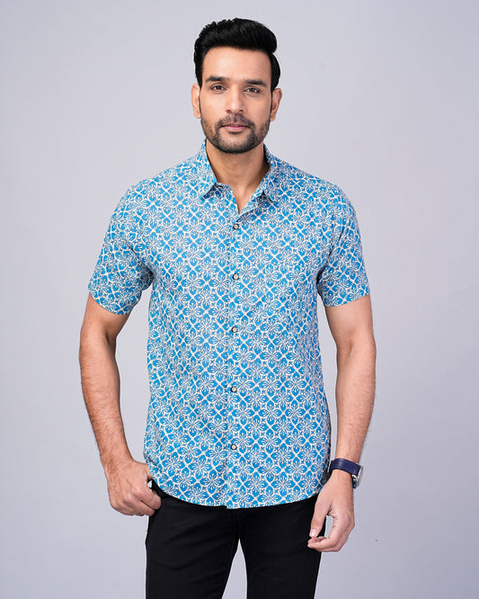 Men's Ethnic Motif Printed Half-Sleeves shirts