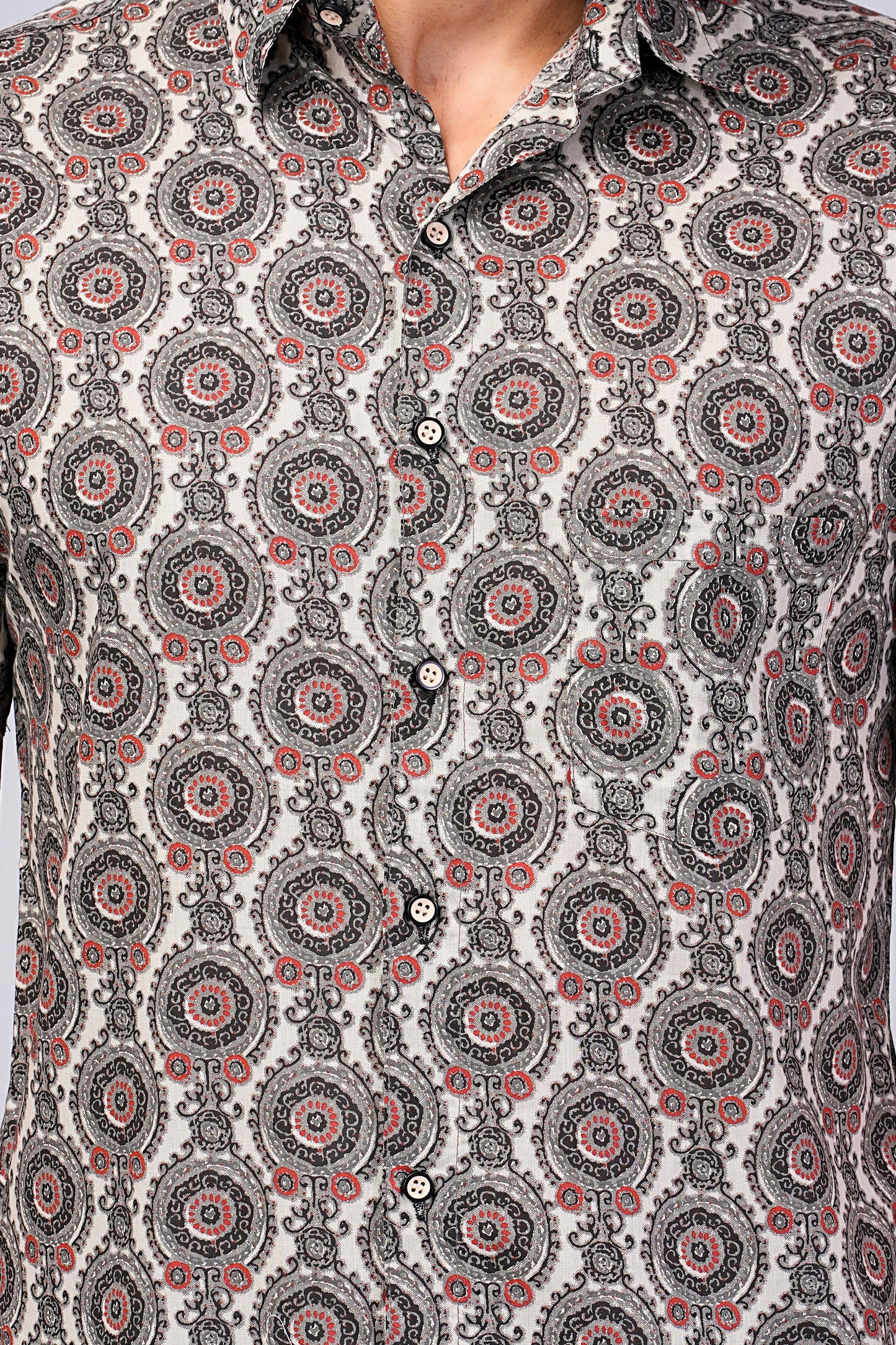 Men's Ethnic Motif Printed Half-Sleeves shirts