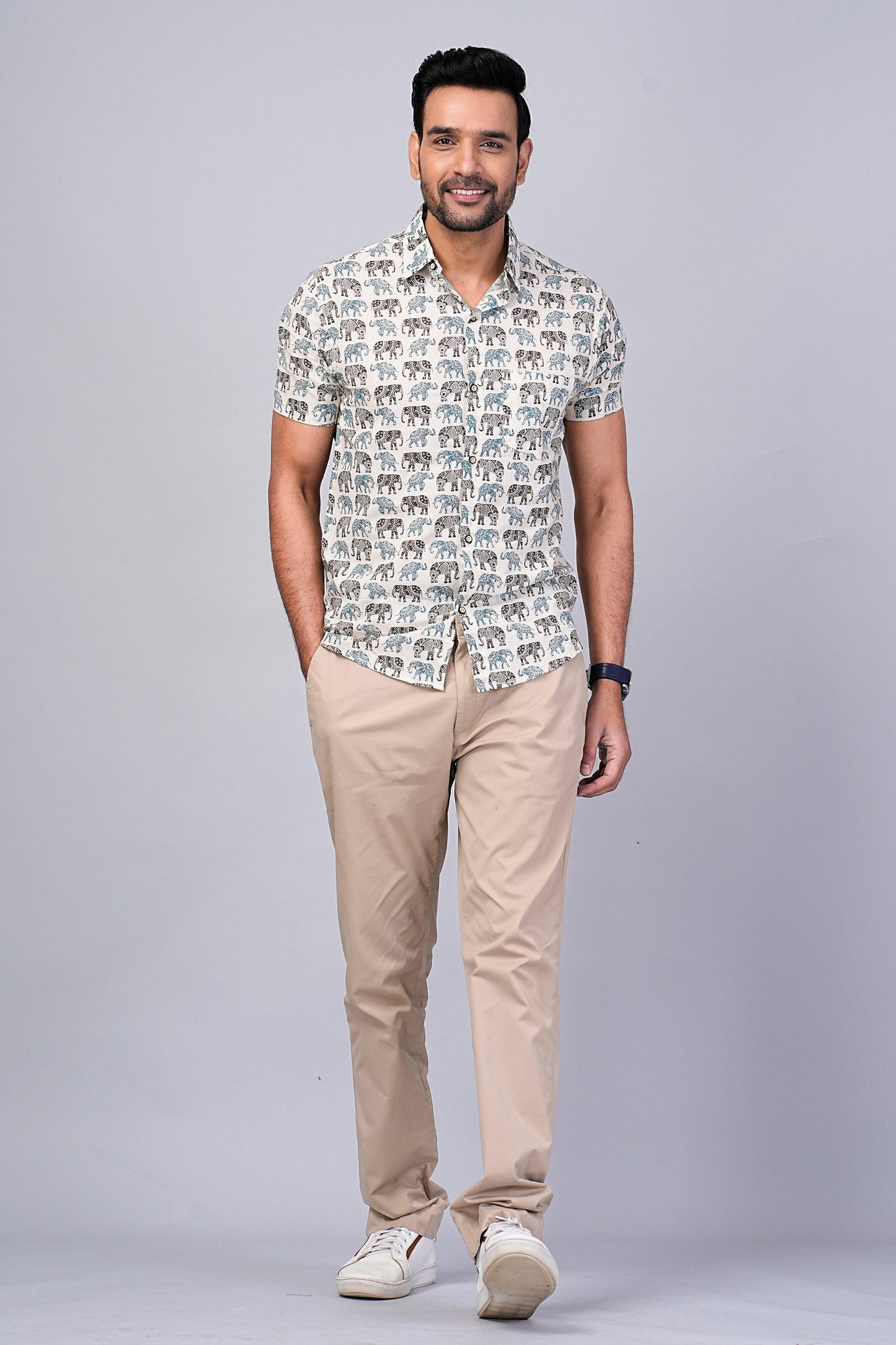 Men's Elephant Printed Half-Sleeves shirts