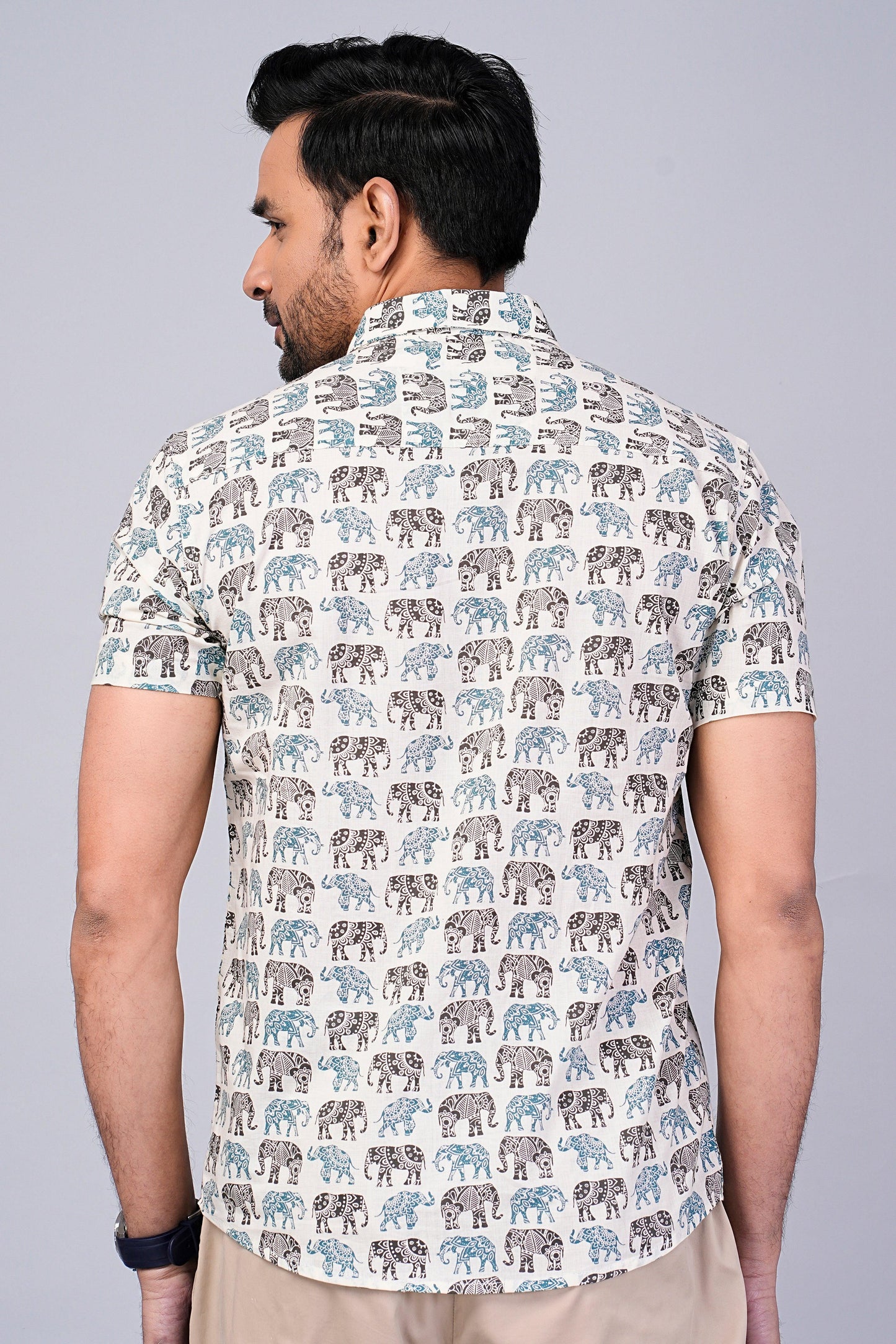 Men's Elephant Printed Half-Sleeves shirts