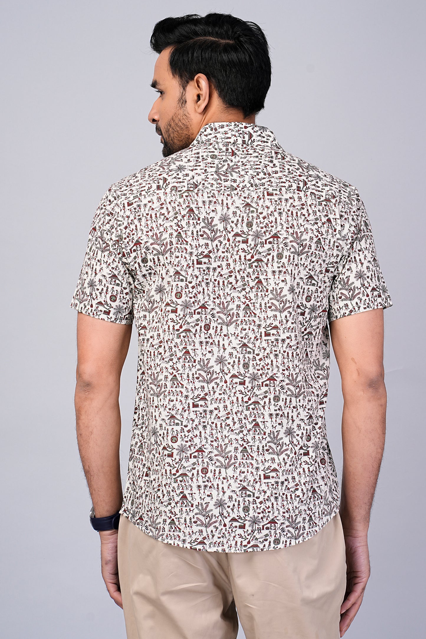 Men's Ethnic Motif Printed Half-Sleeves shirts