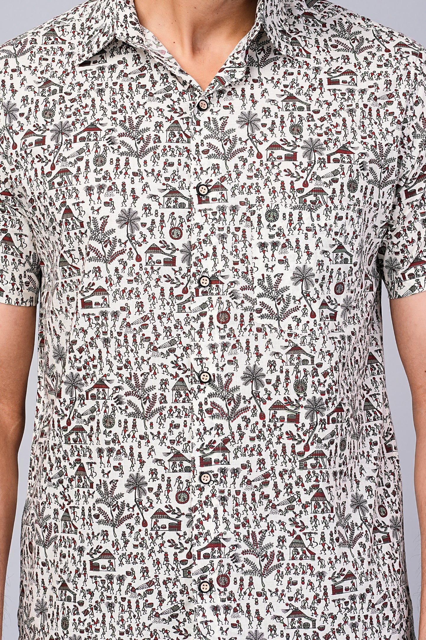 Men's Ethnic Motif Printed Half-Sleeves shirts