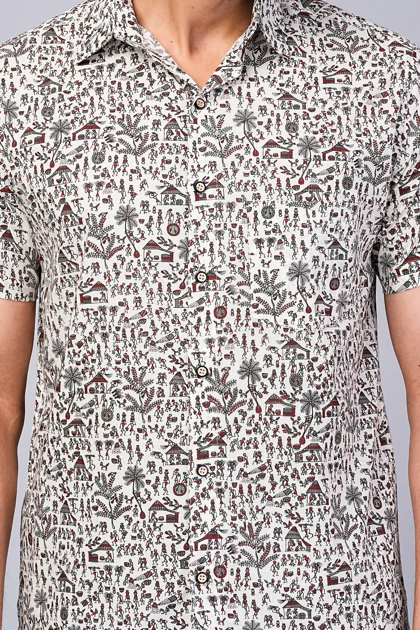 Men's Ethnic Motif Printed Half-Sleeves shirts