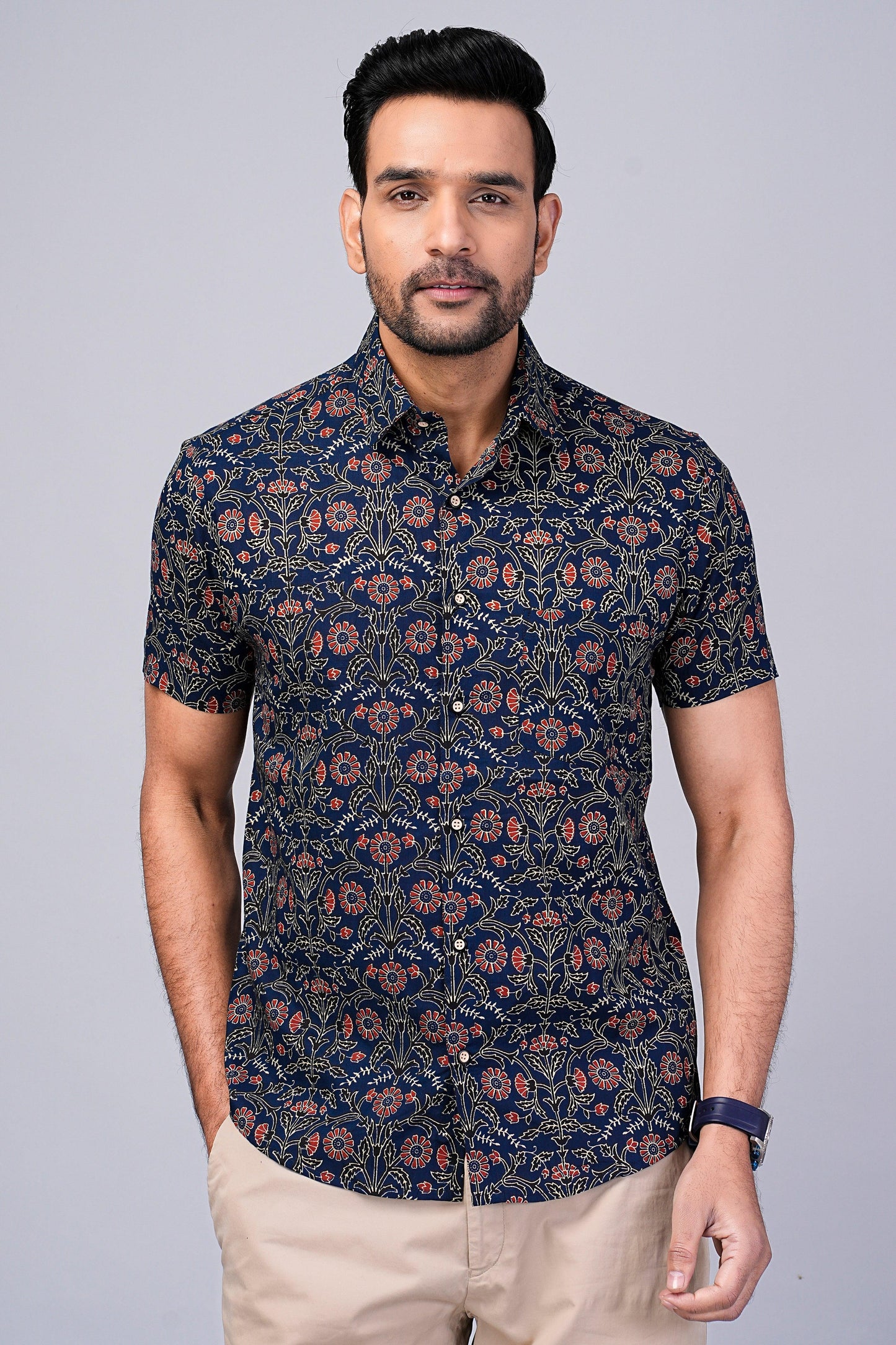 Men's Floral Printed Half-Sleeves shirts