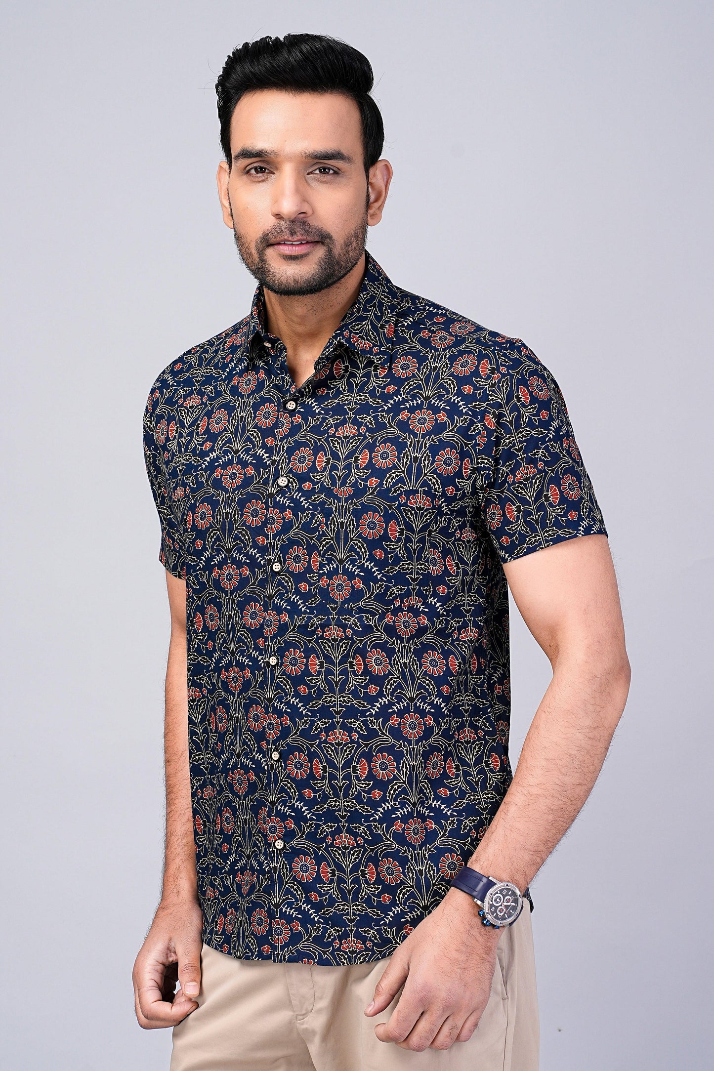 Men's Floral Printed Half-Sleeves shirts