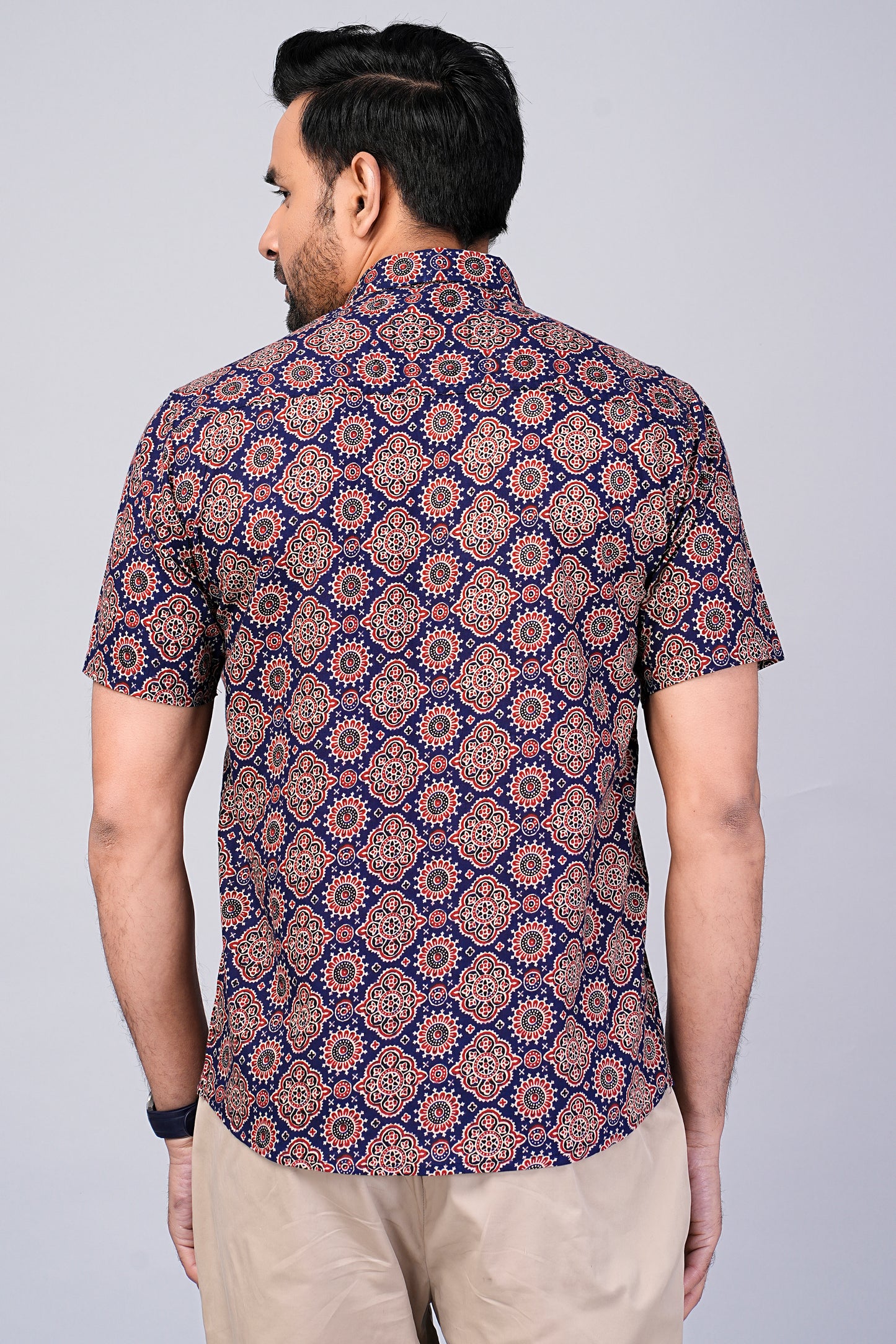 Men's Ethnic Ajrakh Printed Half-Sleeves shirts