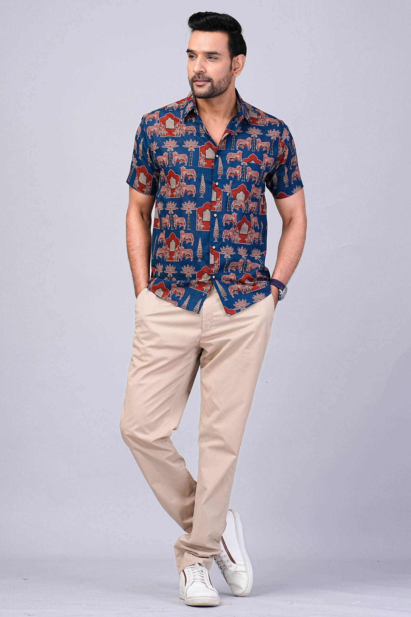 Men's Ethnic Printed Half-Sleeves shirts