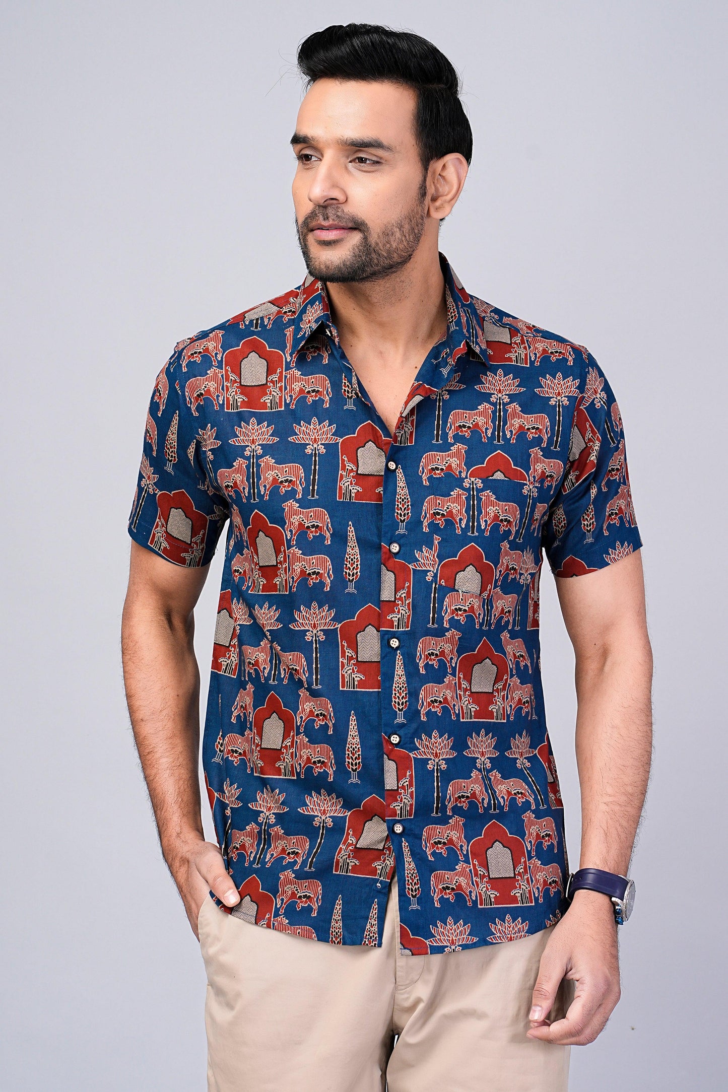 Men's Ethnic Printed Half-Sleeves shirts