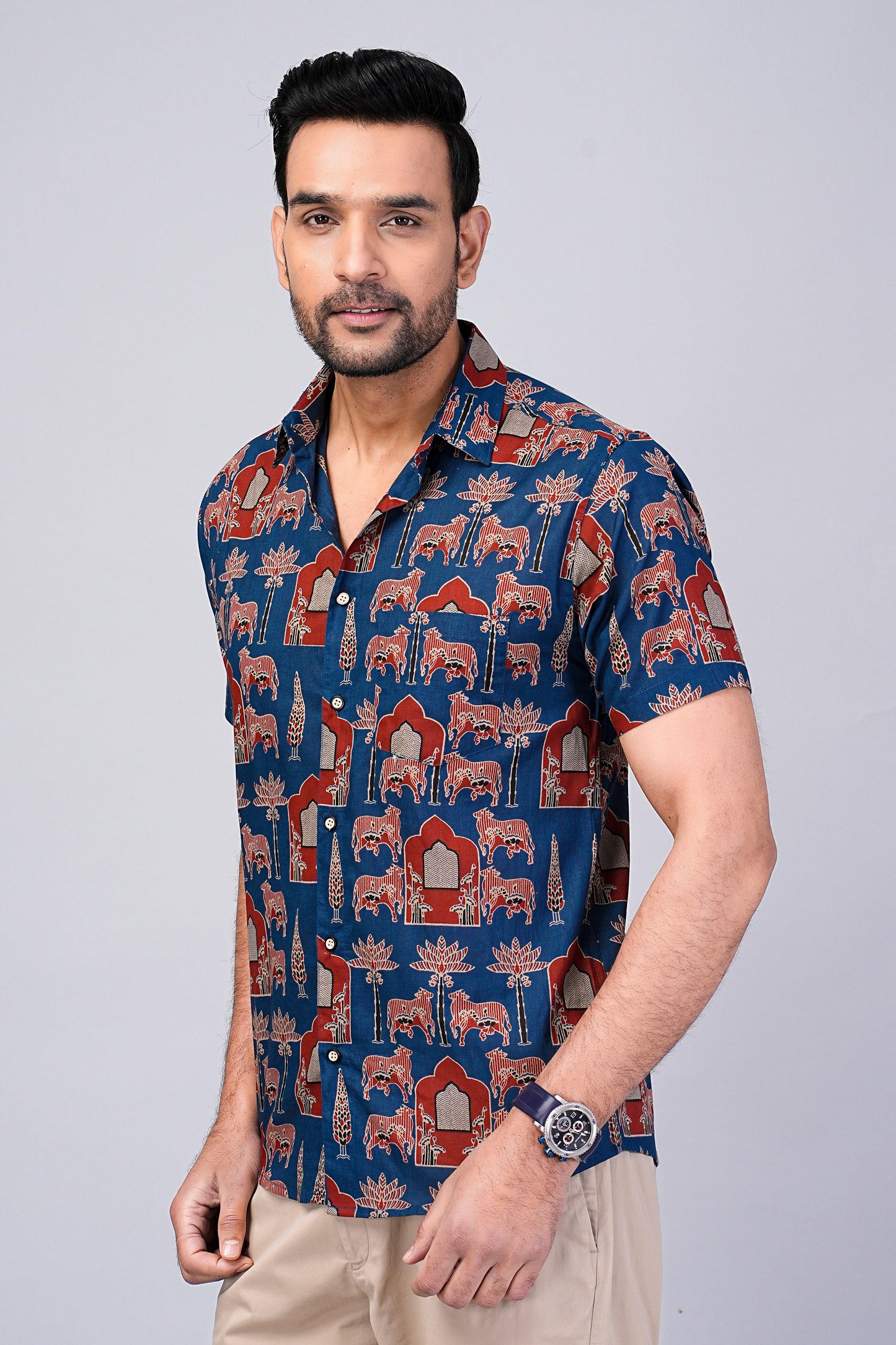 Men's Ethnic Printed Half-Sleeves shirts