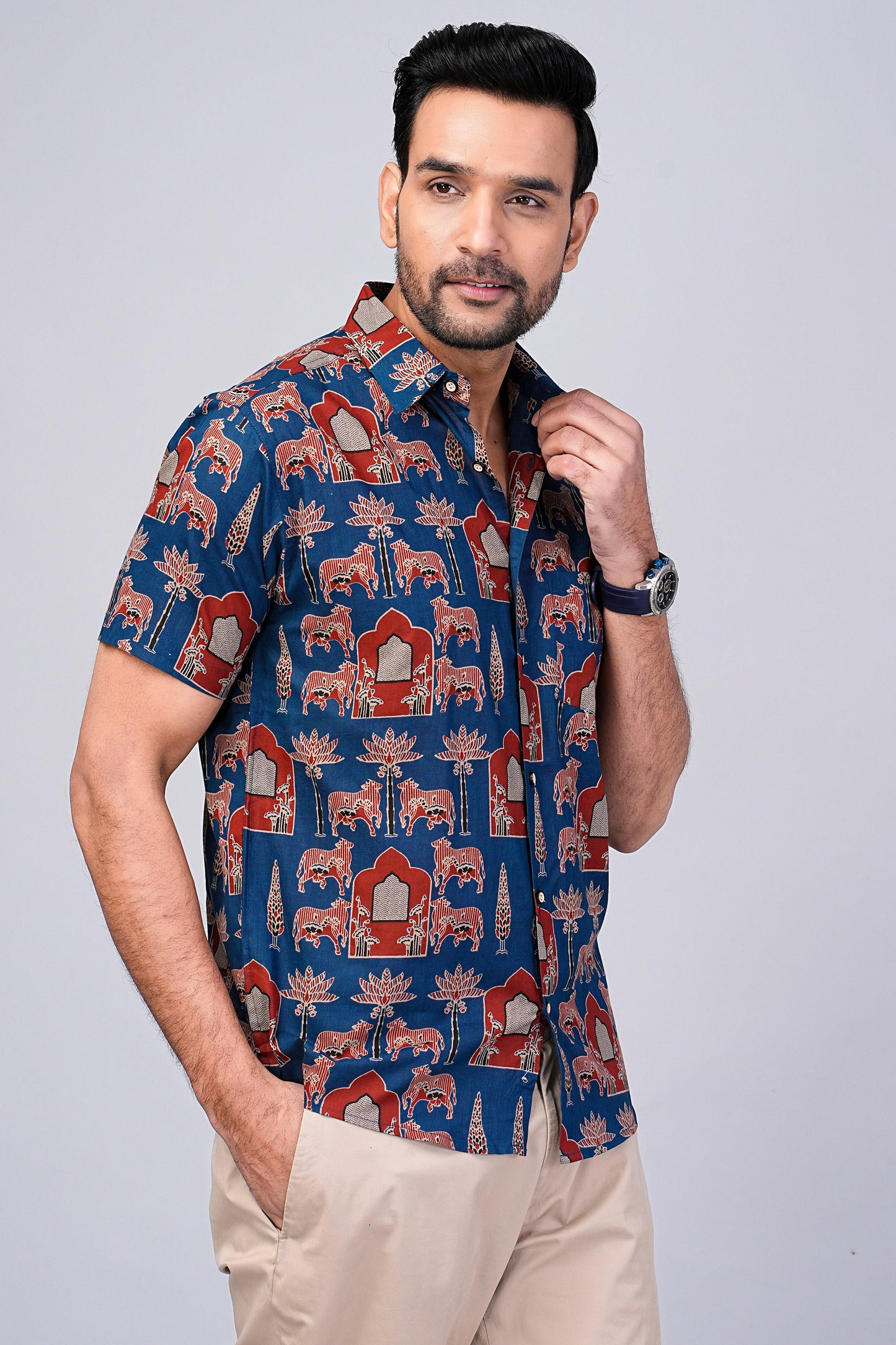 Men's Ethnic Printed Half-Sleeves shirts