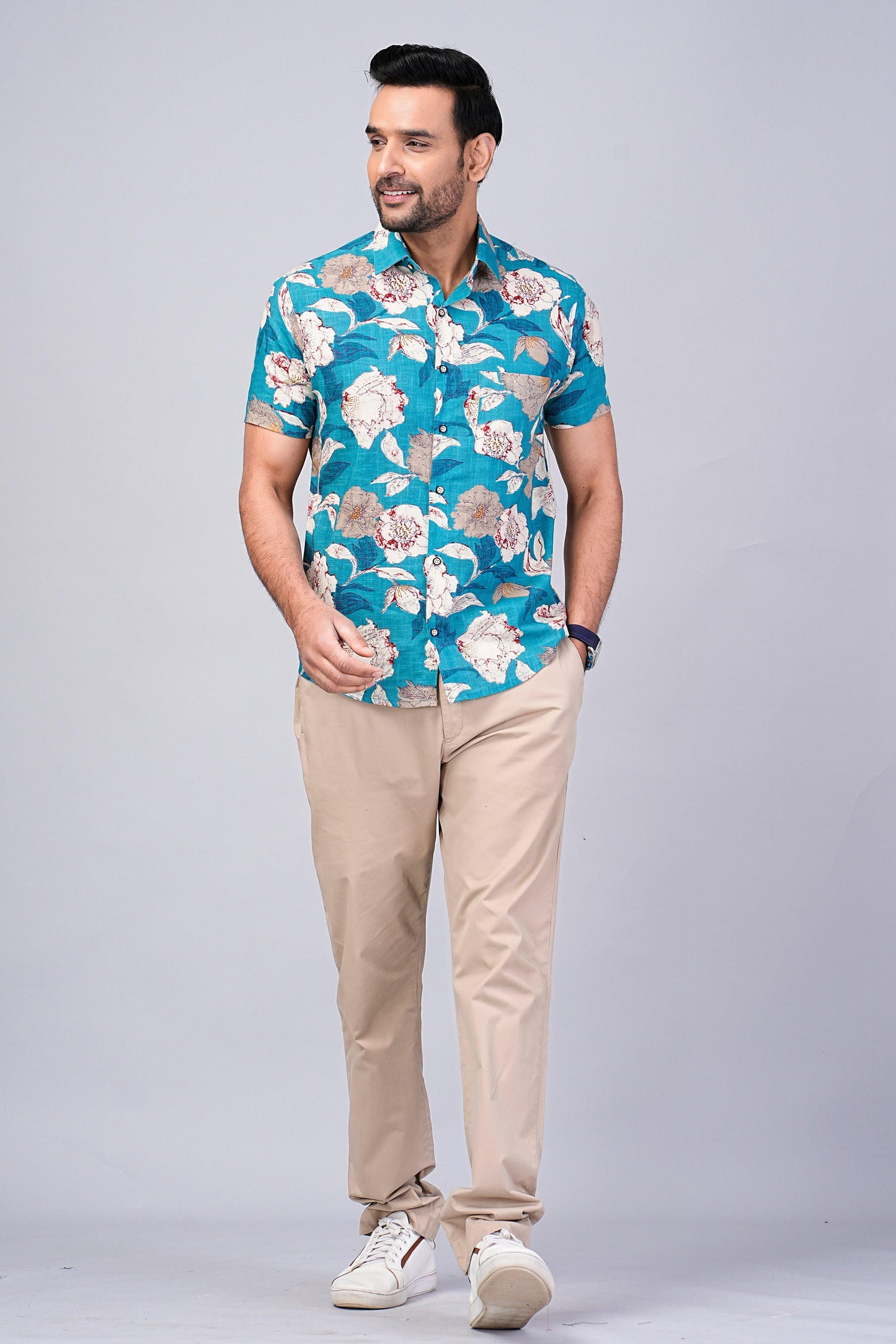 Men's Floral Printed Half-Sleeves shirts