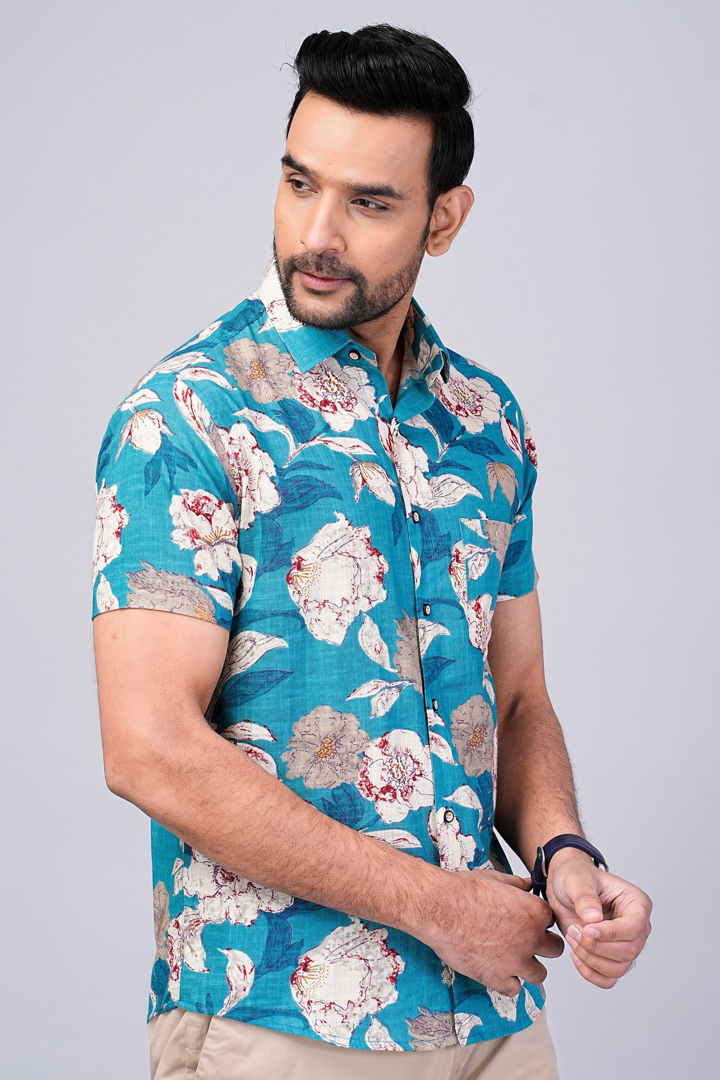 Men's Floral Printed Half-Sleeves shirts