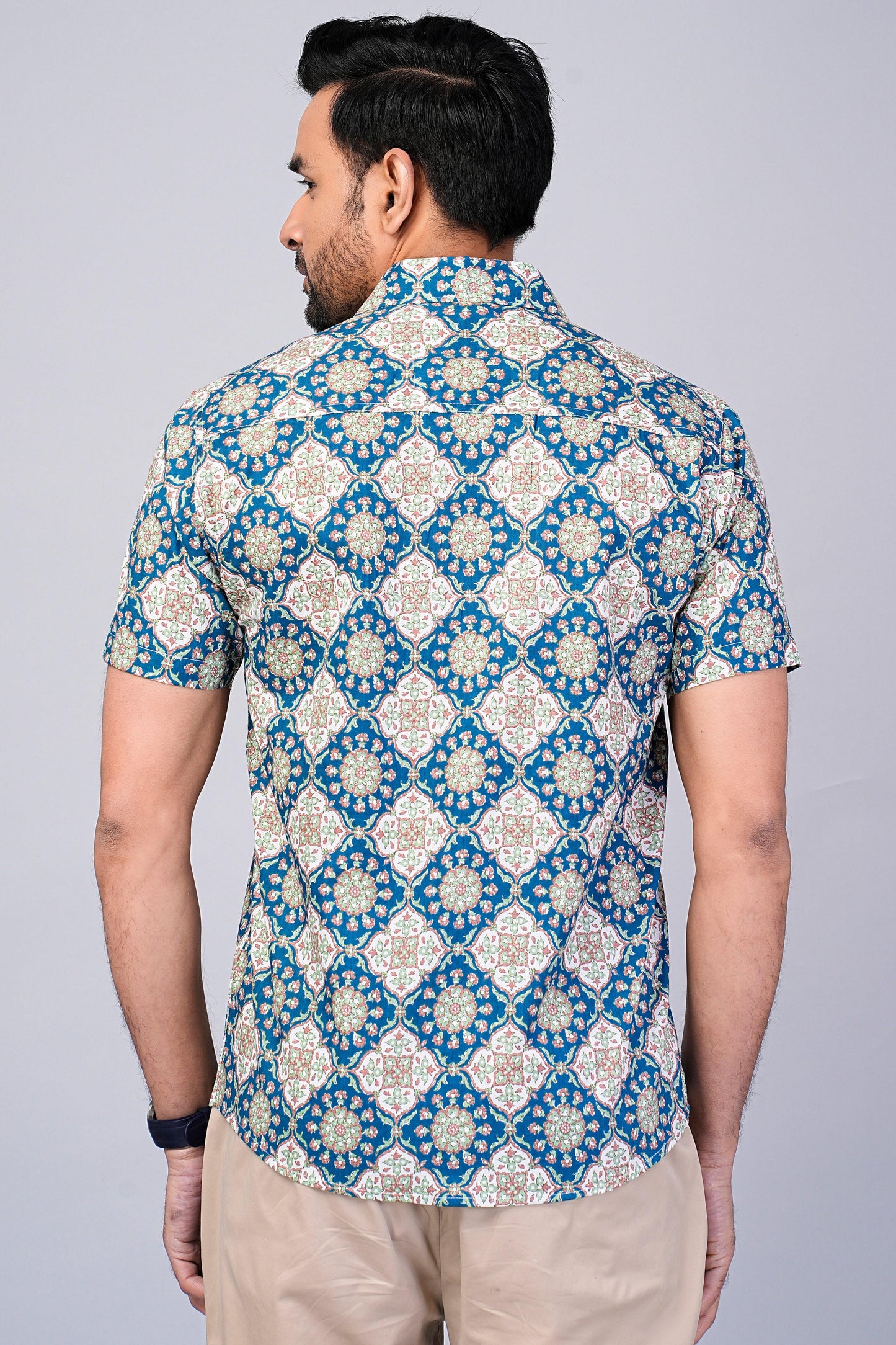 Men's Ethnic Ajrakh Printed Half-Sleeves shirts