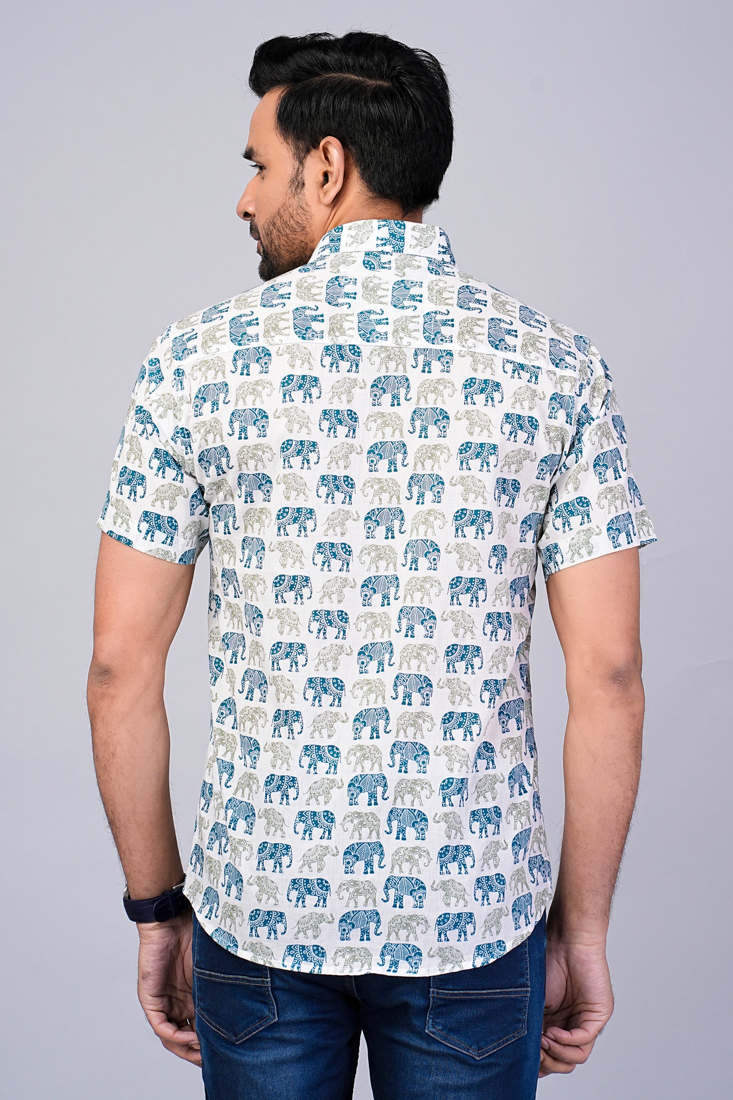 Men's Elephant Printed Half-Sleeves shirts