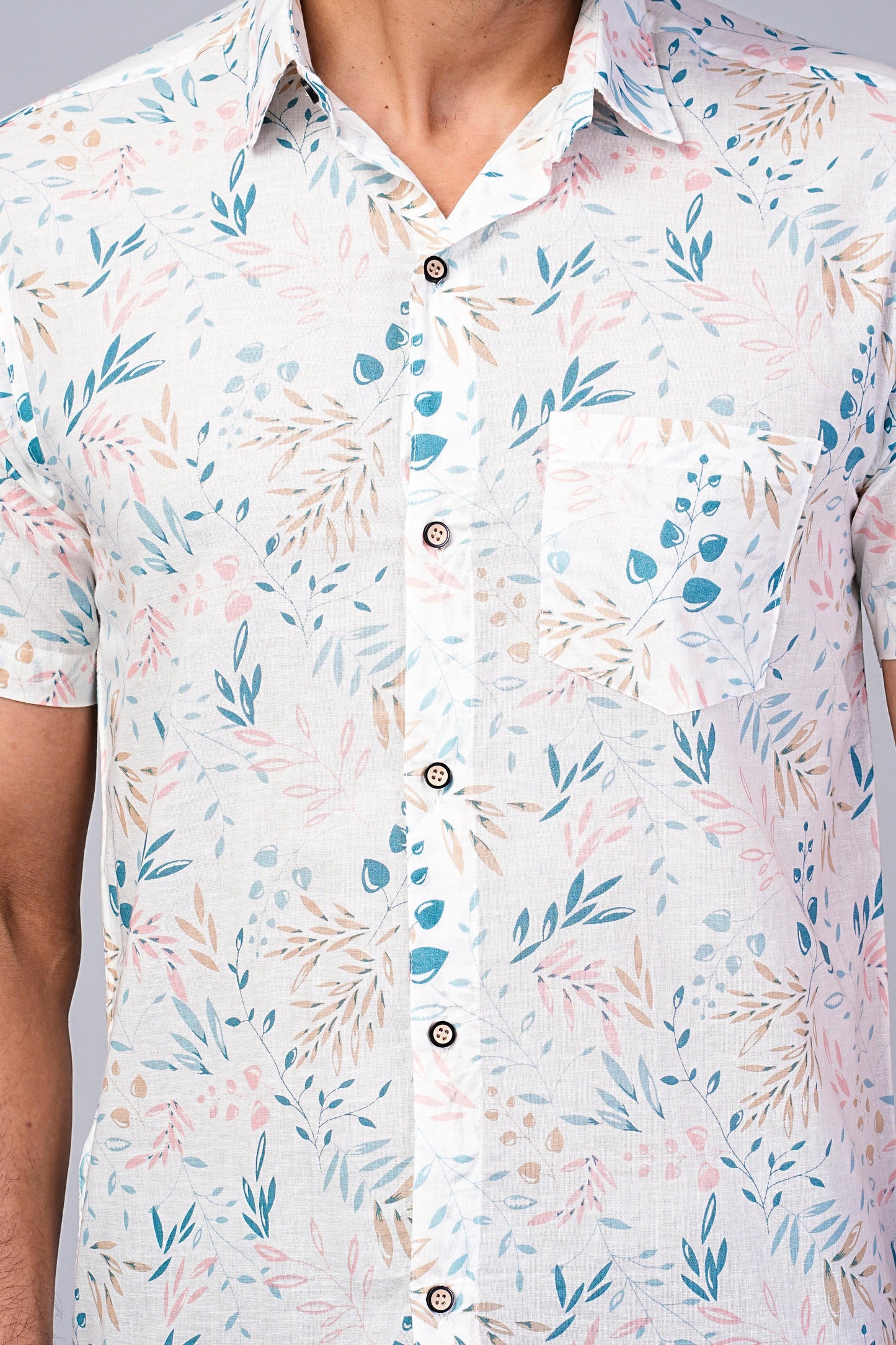 Men's Ethnic Leaf Printed Half-Sleeves shirts