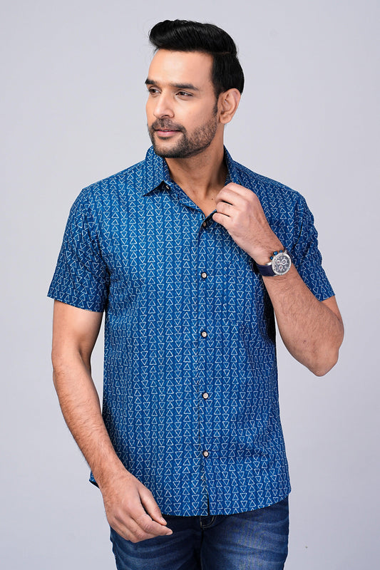 Men's Indigo Printed Half-Sleeves shirts