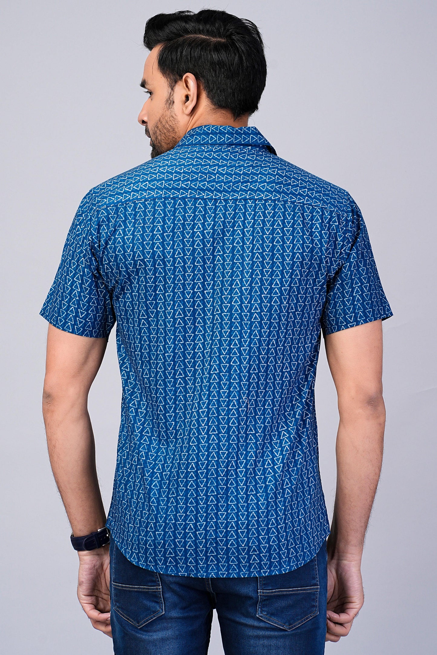Men's Indigo Printed Half-Sleeves shirts