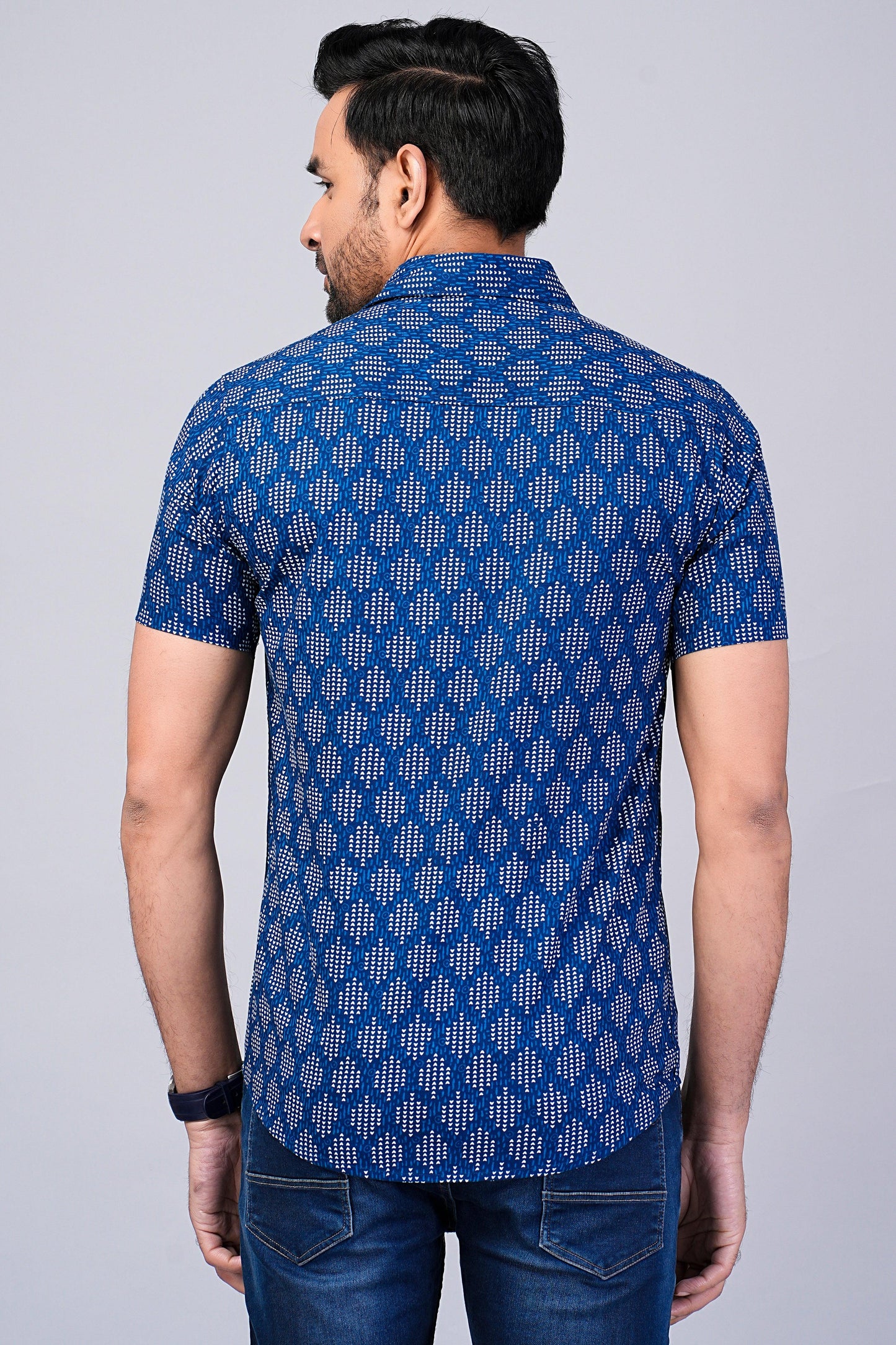 Men's Indigo Printed Half-Sleeves shirts
