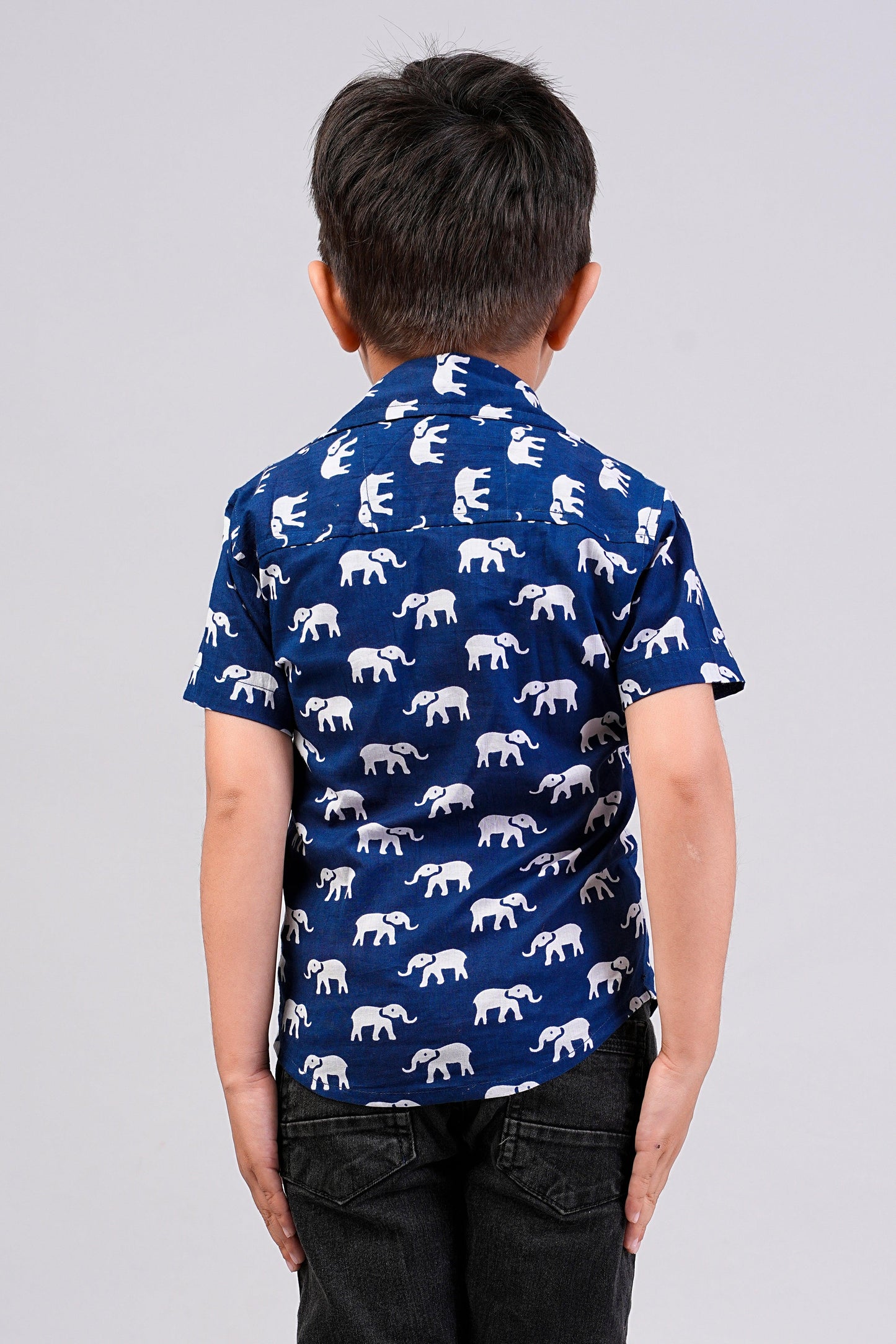 Boy's Elephant Printed Half-Sleeves Shirts