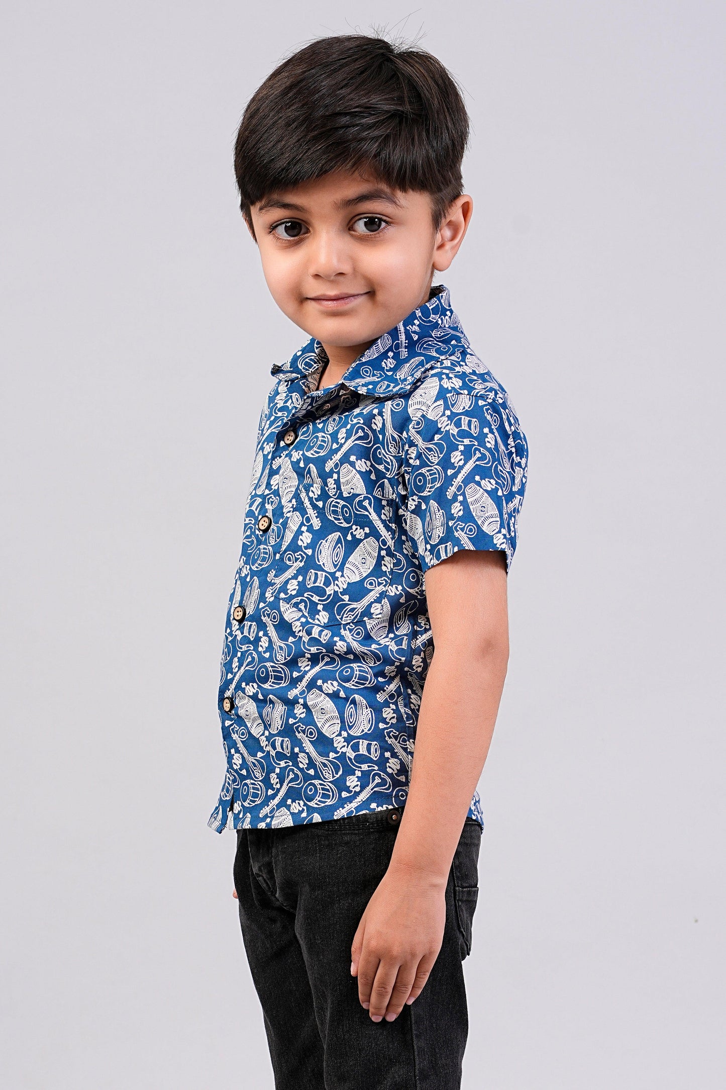 Boy's Ethnic Printed Half-Sleeves Shirts