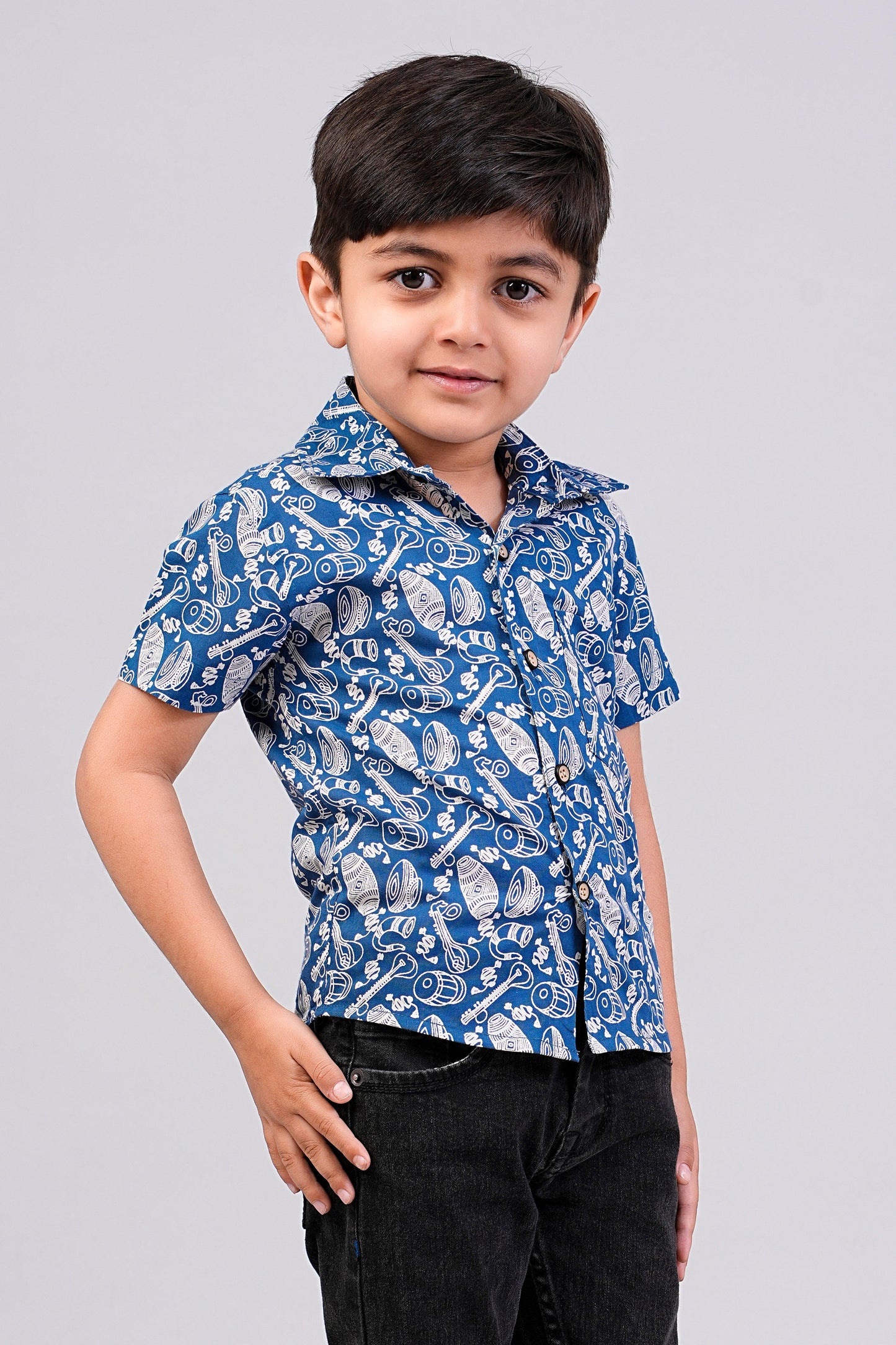 Boy's Ethnic Printed Half-Sleeves Shirts