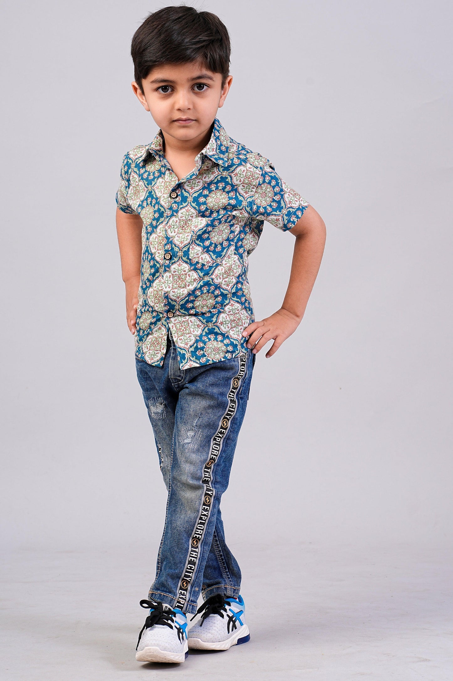 Boy's Ajrakh Printed Half-Sleeves Shirts