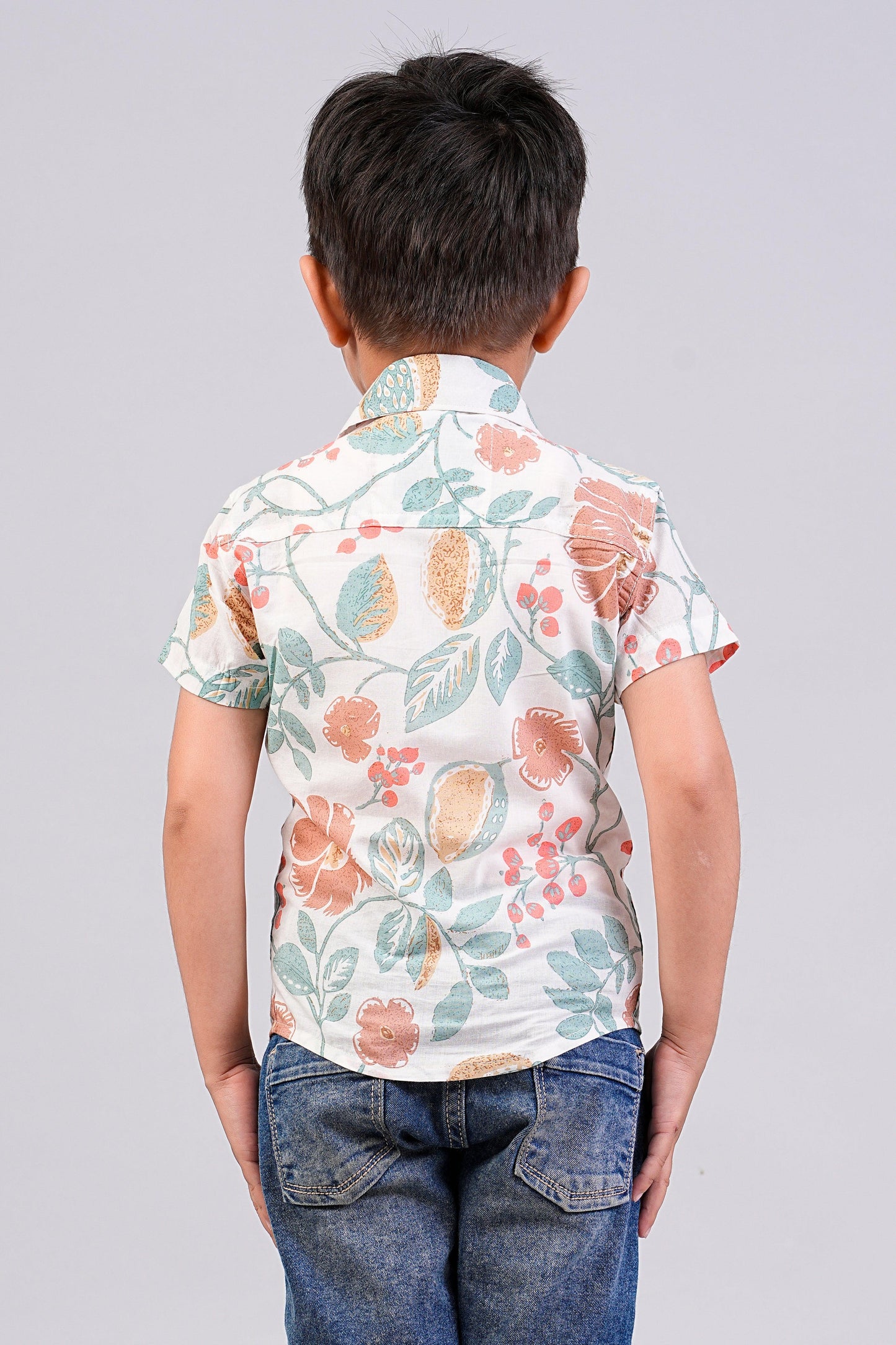 Boy's Multi Floral Printed Half-Sleeves Shirts