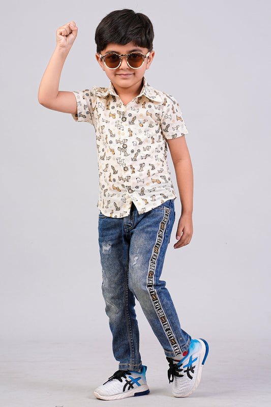 Boy's Ethnic Printed Half-Sleeves Shirts