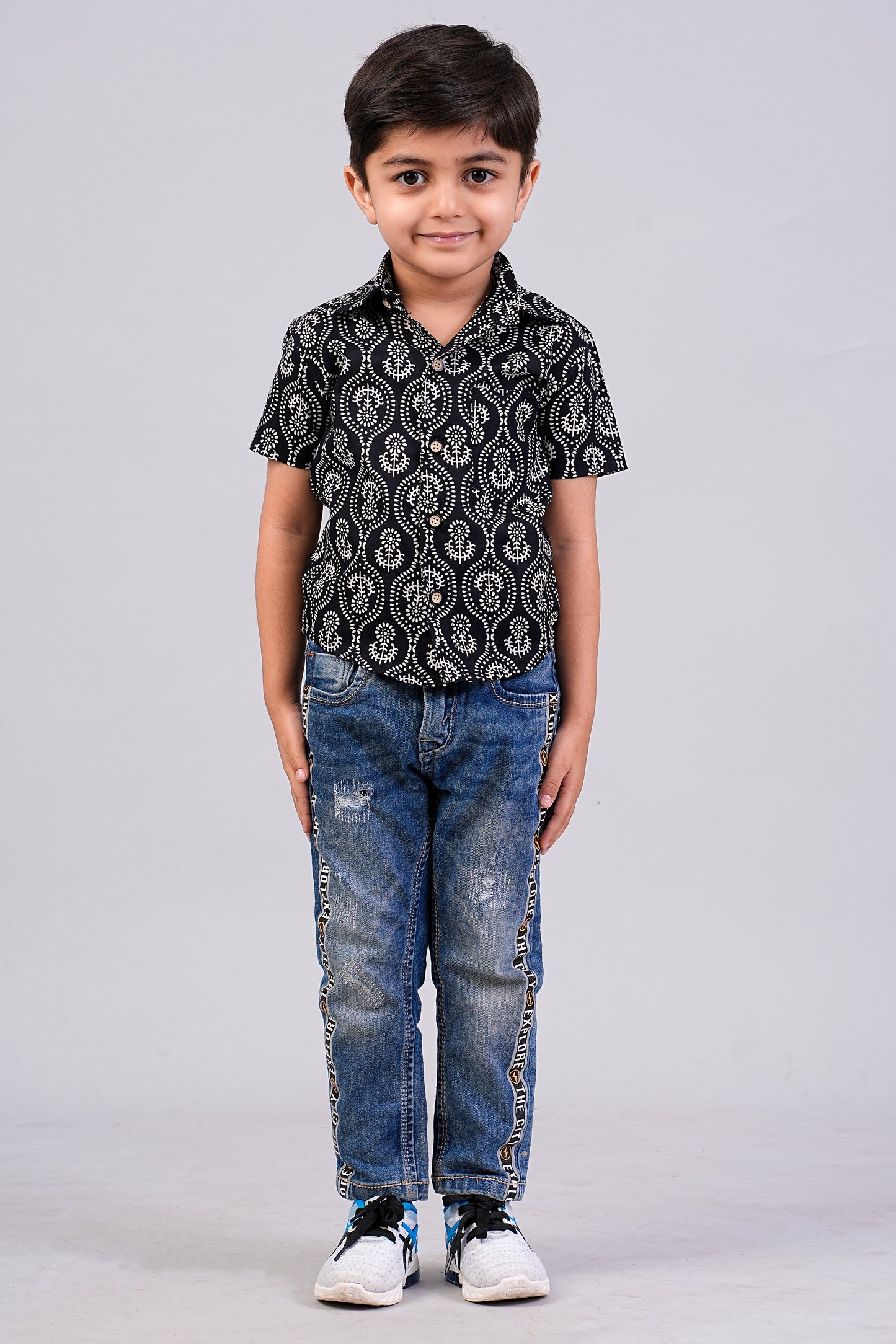 Boy's Ethnic Printed Half-Sleeves Shirts