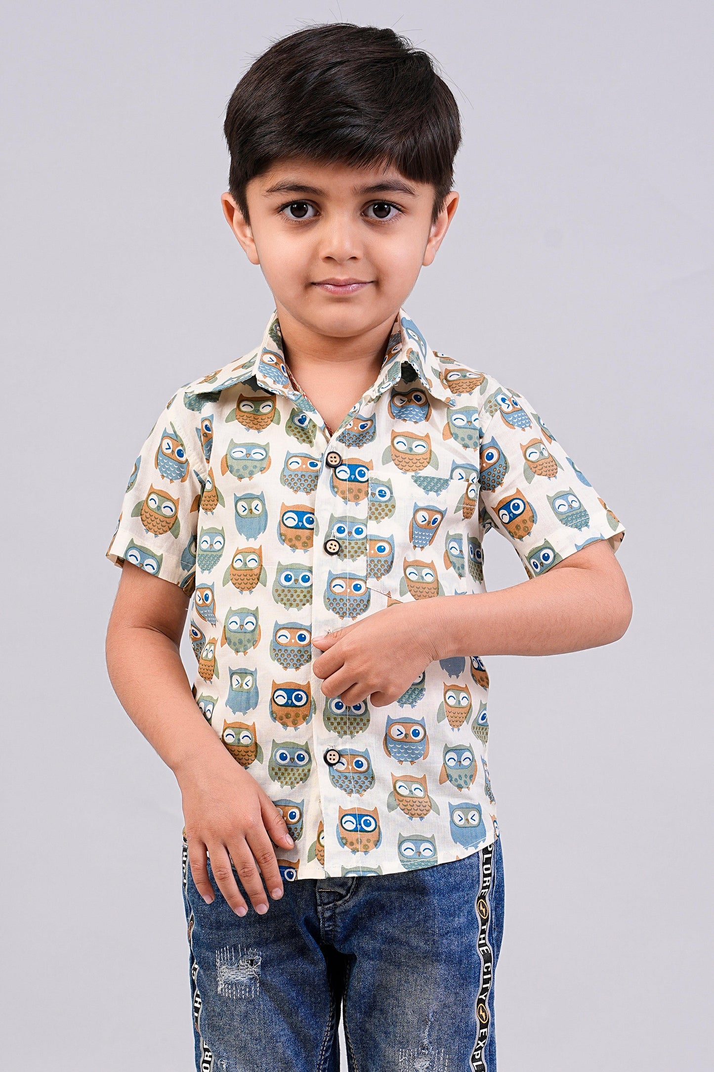 Boy's Ethnic Printed Half-Sleeves Shirts