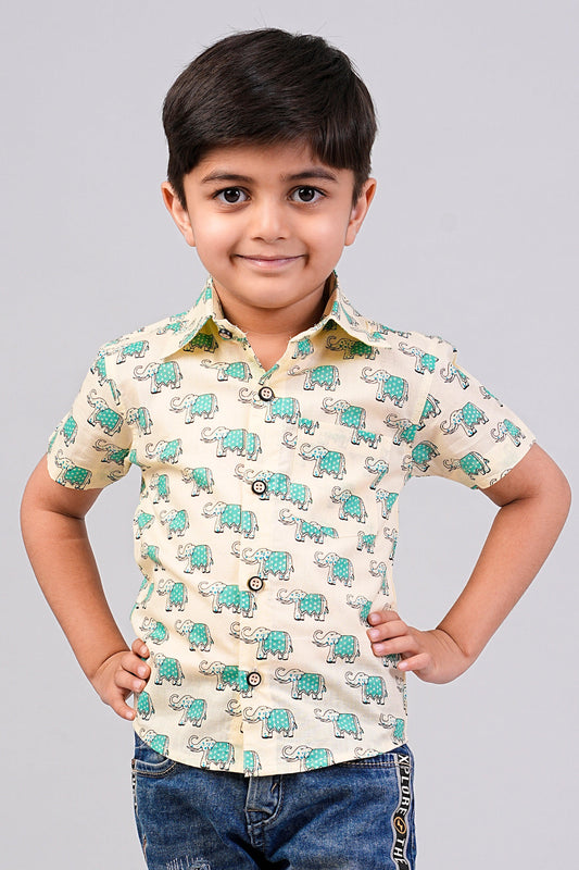 Boy's Ethnic Printed Half-Sleeves Shirts