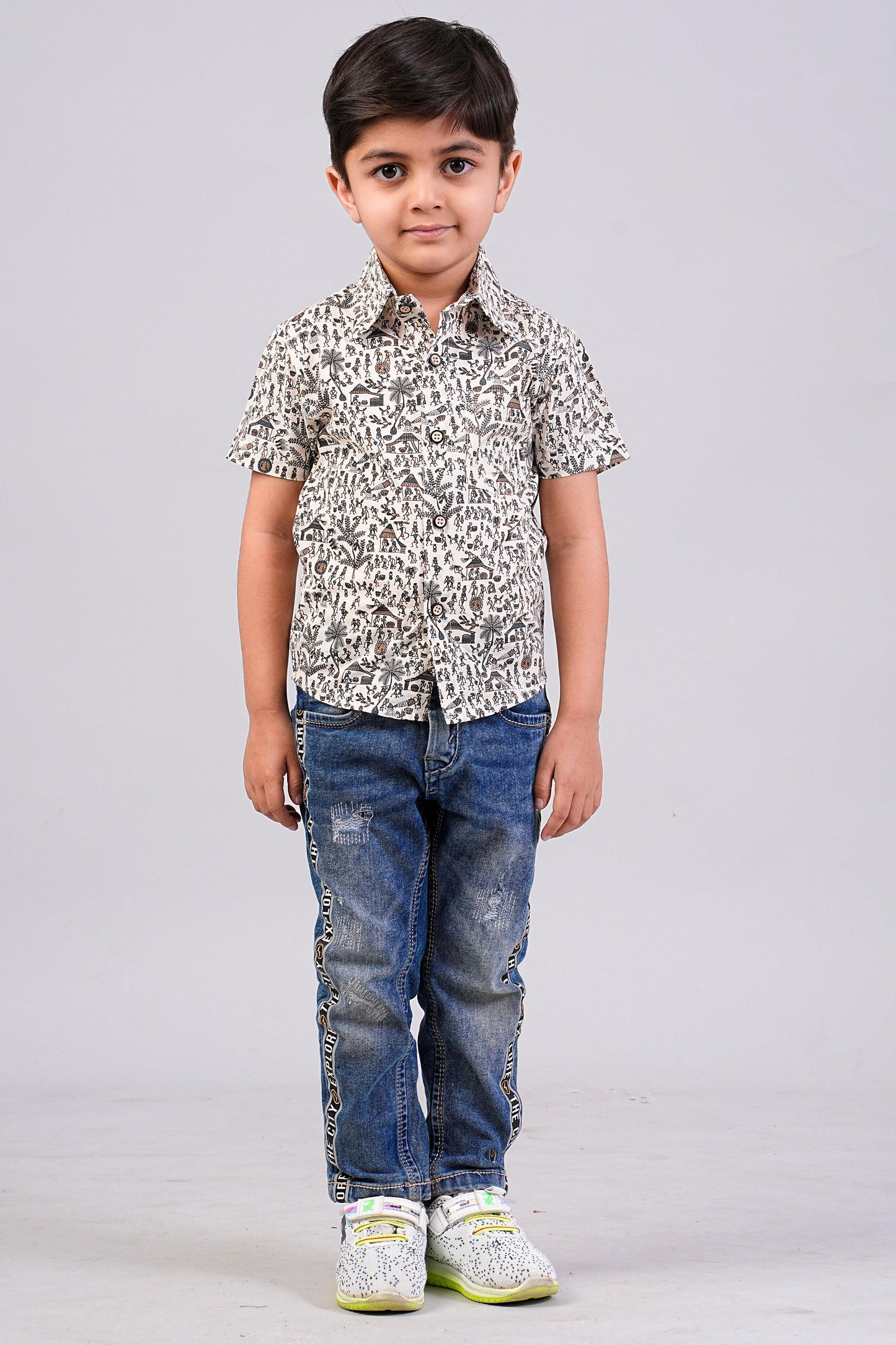 Boy's Ethnic Printed Half-Sleeves Shirts