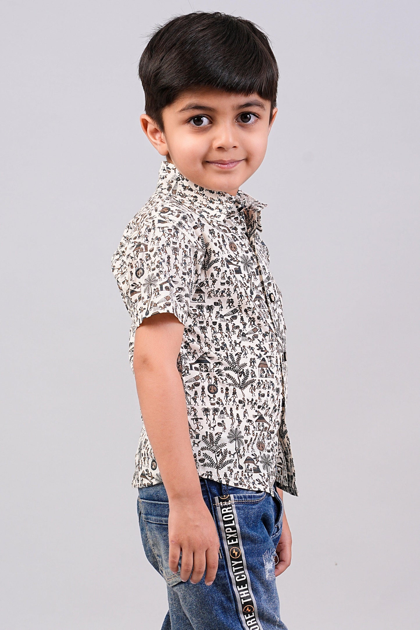 Boy's Ethnic Printed Half-Sleeves Shirts