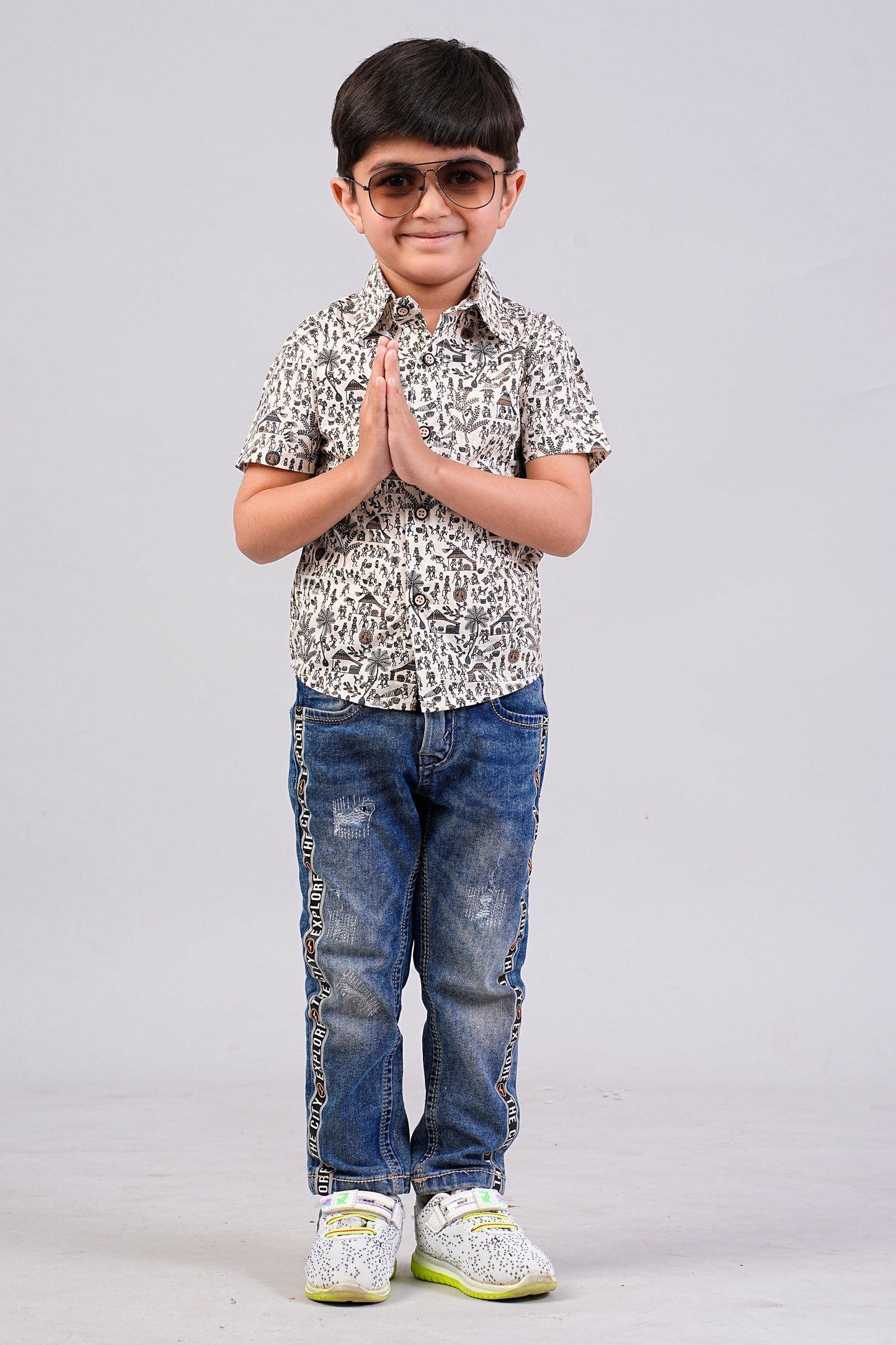 Boy's Ethnic Printed Half-Sleeves Shirts