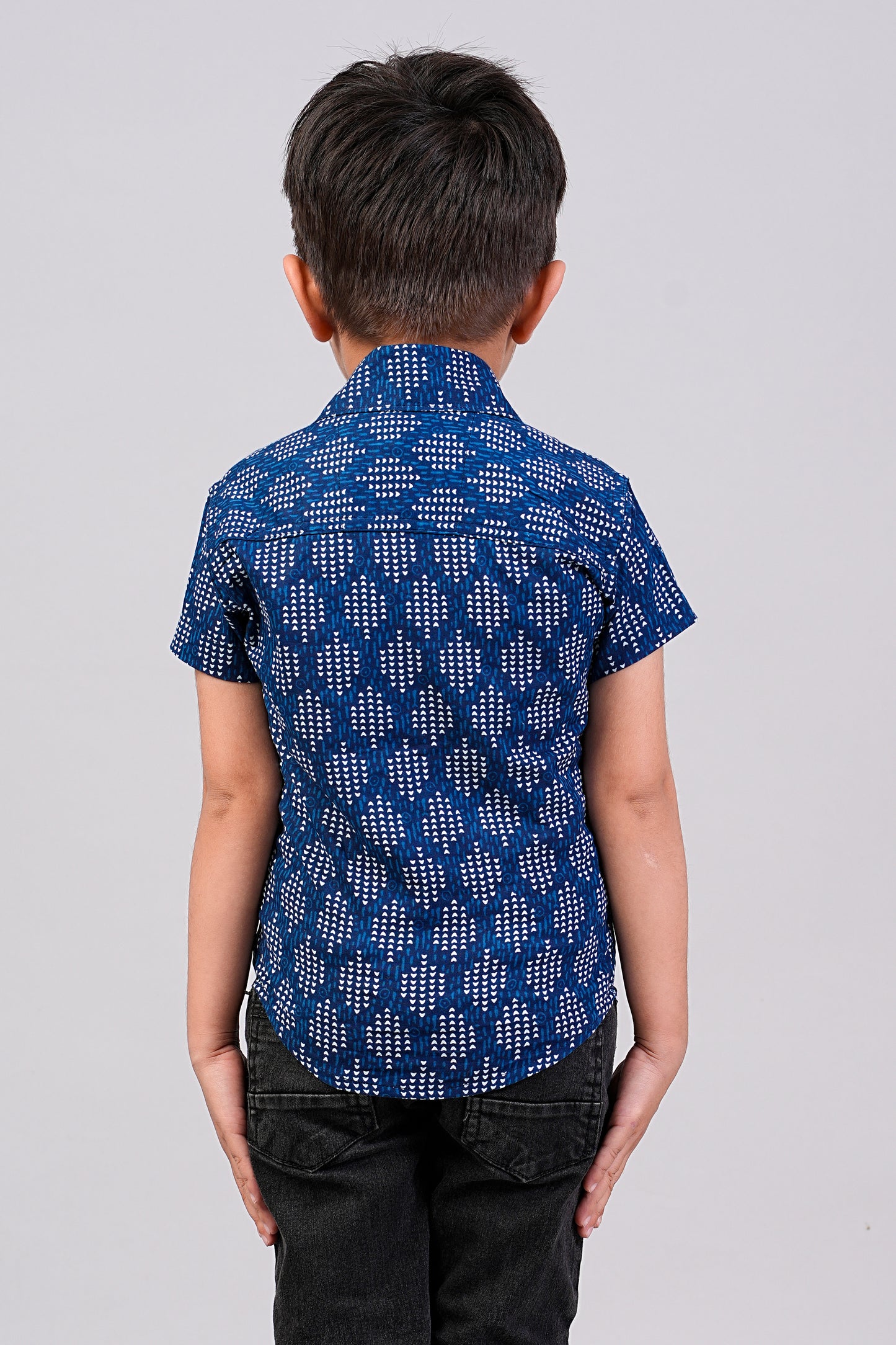 Boy's Indigo Printed Half-Sleeves Shirts